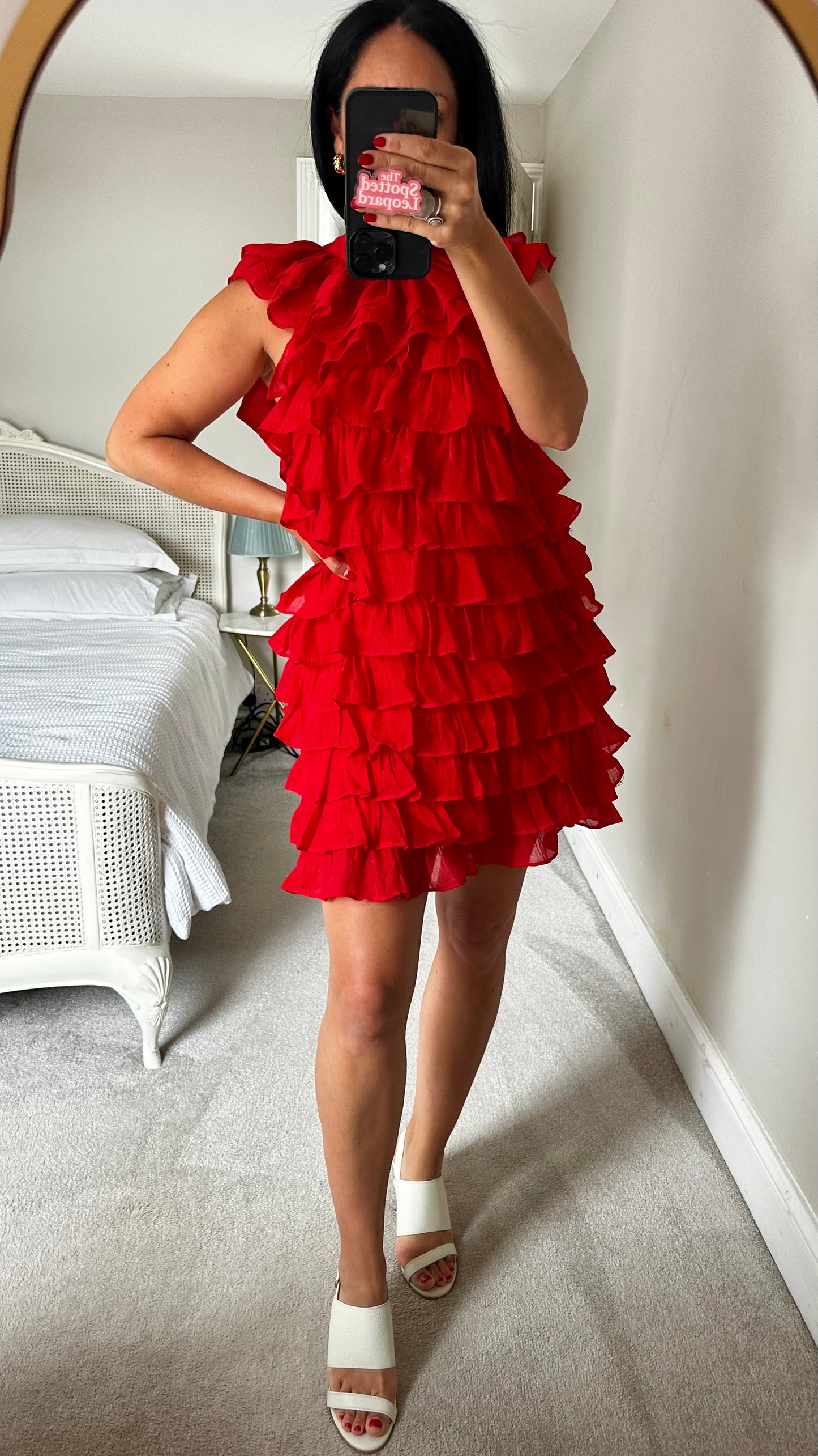 Sister Jane red ruffle mini event frill dress small UK 8-10 vgc
