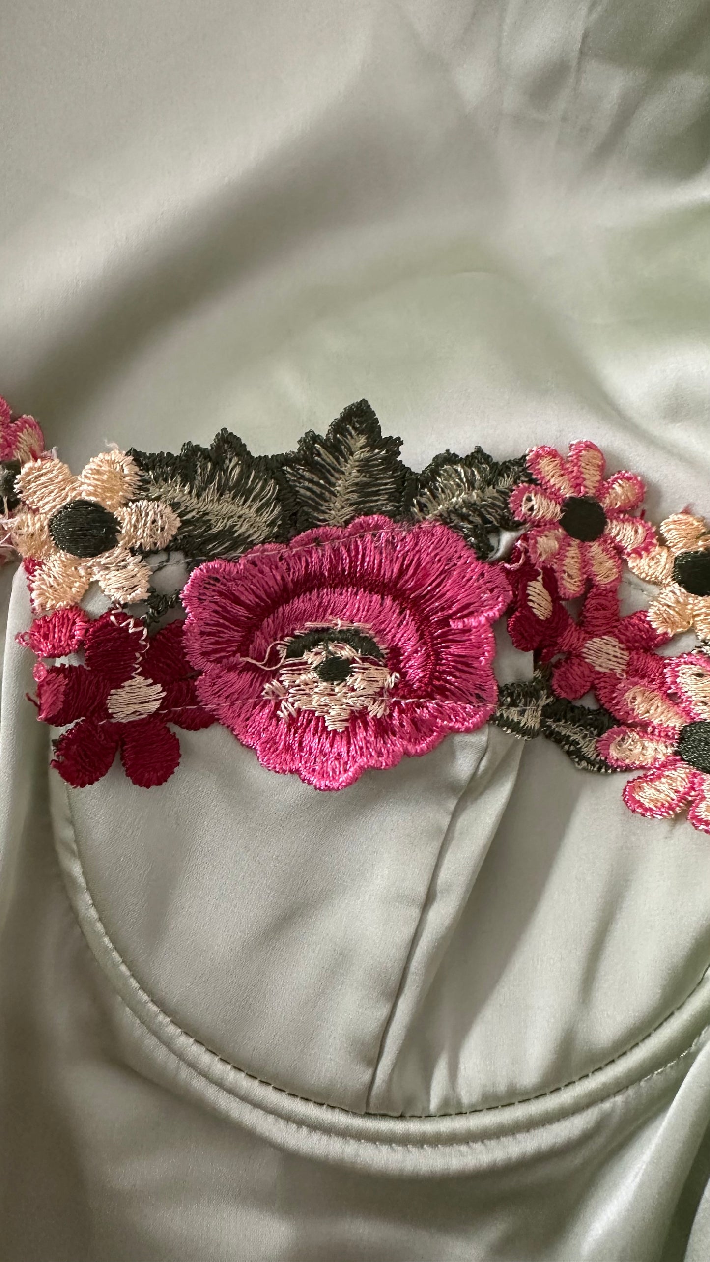 Lime green pink floral evening event dress midi long small UK 8-10 slip vgc