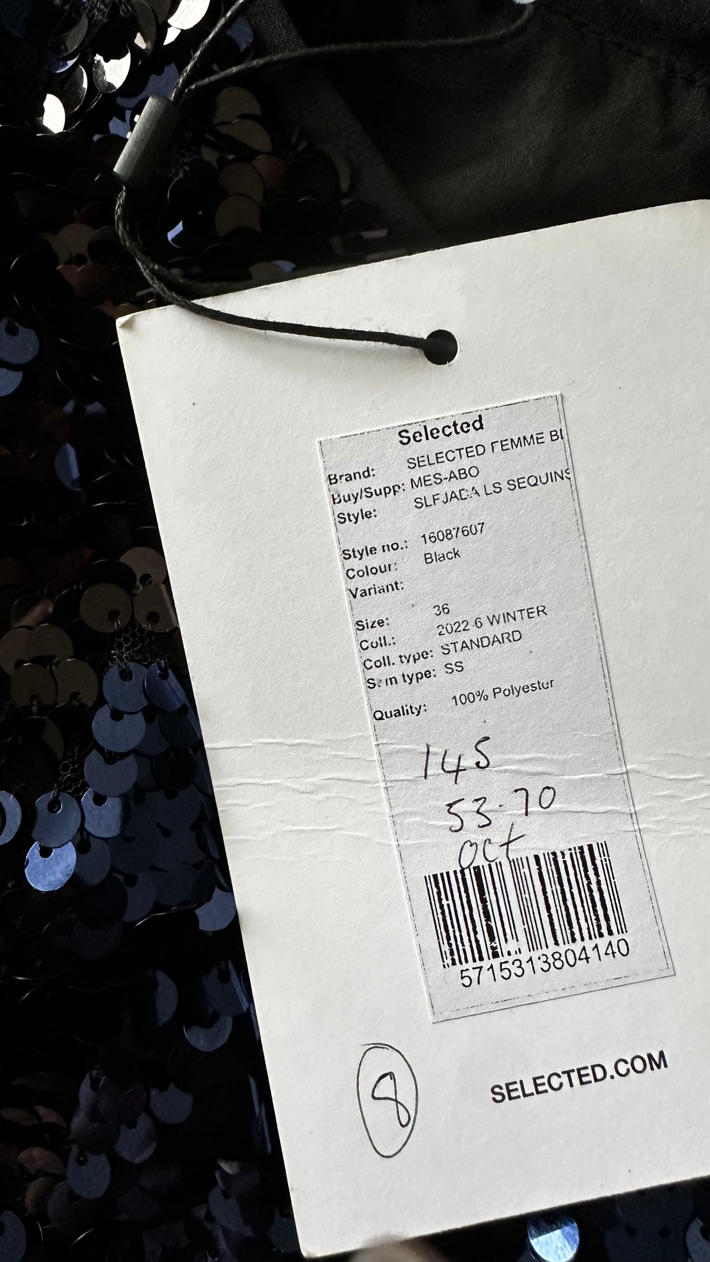 Selected Femme @ Anthropologie navy blue sequin Christmas top small new bnwt UK 8 XMS25