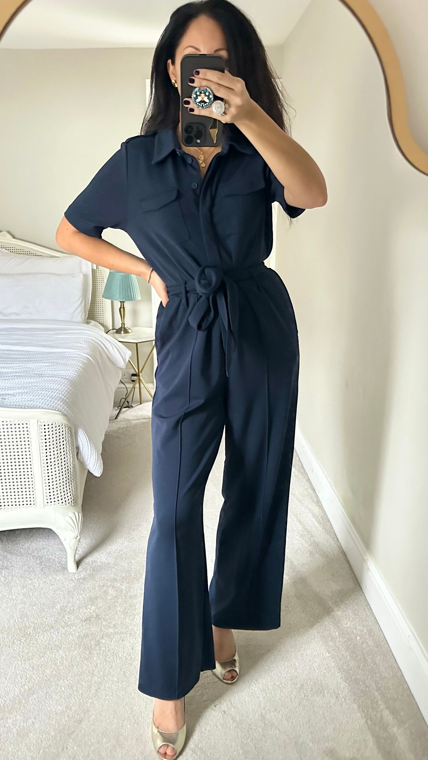 & other stories navy blue jumpsuit Playsuit medium UK 10 12 vgc