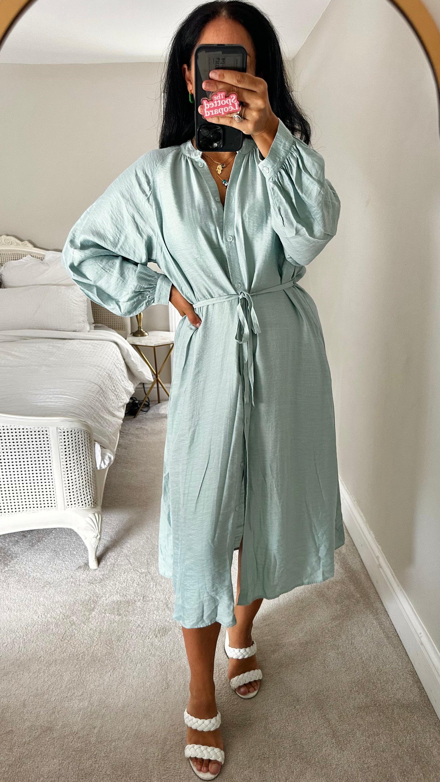 & other stories light blue button up midi shirt dress small medium UK 8 10 12 vgc