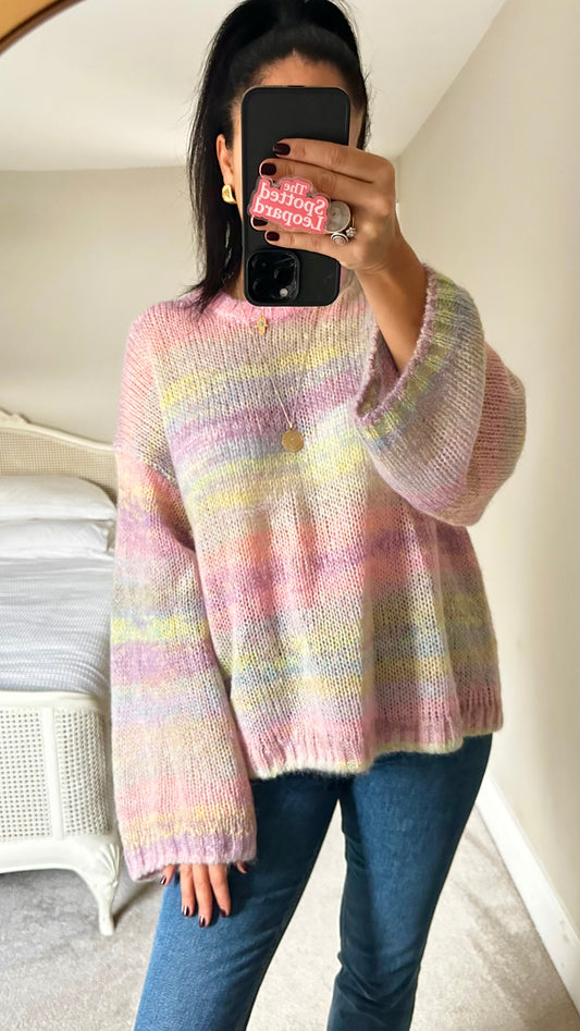 Arket pink lilac mohair wool blend knitted jumper large UK 12-14 excellent condition