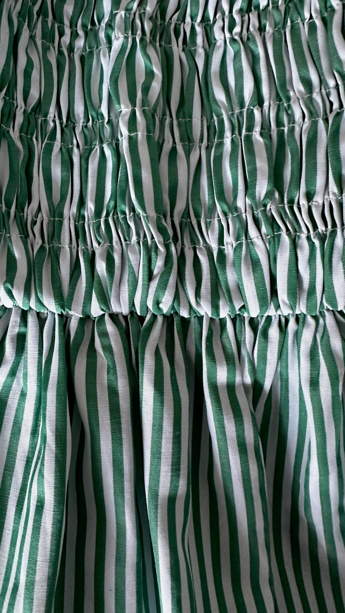 Topshop green white stripe shirred bust midi sundress UK 12-14 vgc