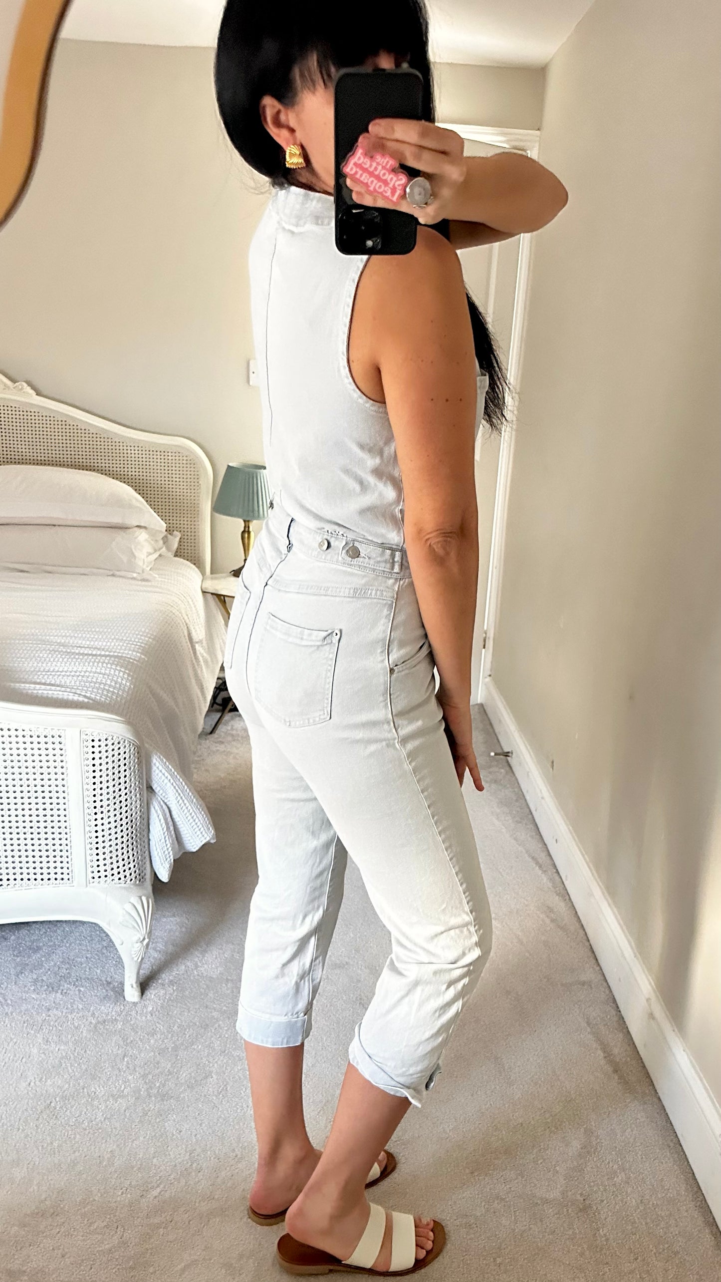 La Redoute light blue denim jumpsuit boilersuit playsuit small UK 8 vgc petite