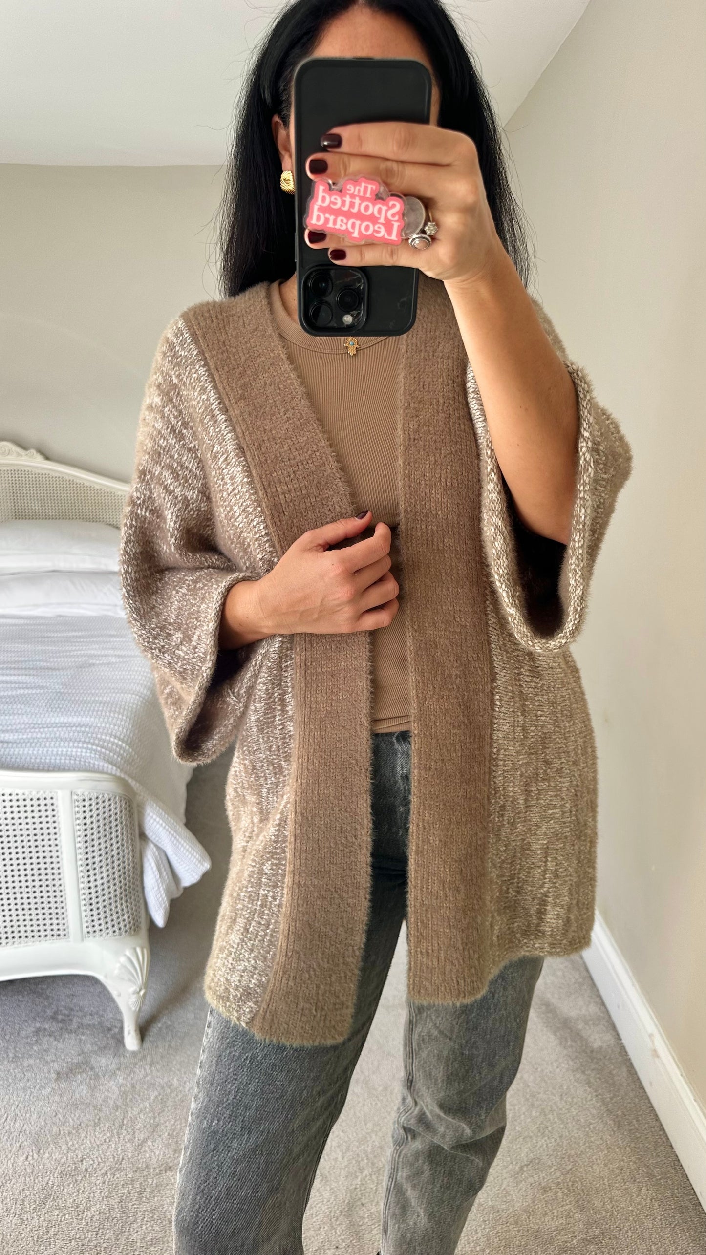 Anthropologie beige cream brown cardigan jumper knitted small medium UK 10 new