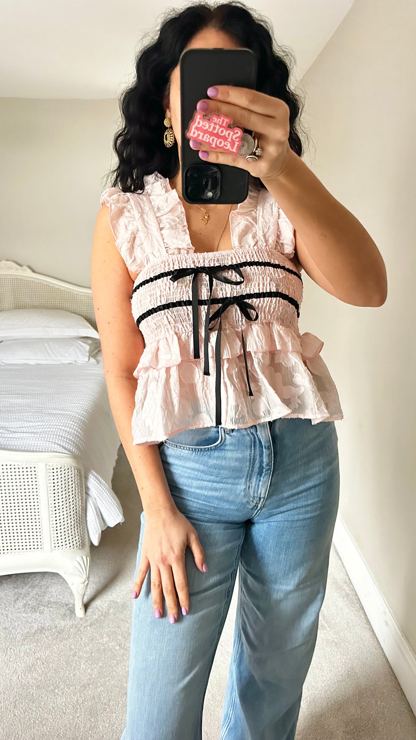 Sister Jane pink brocade rose top small UK 8-10 new bnwt
