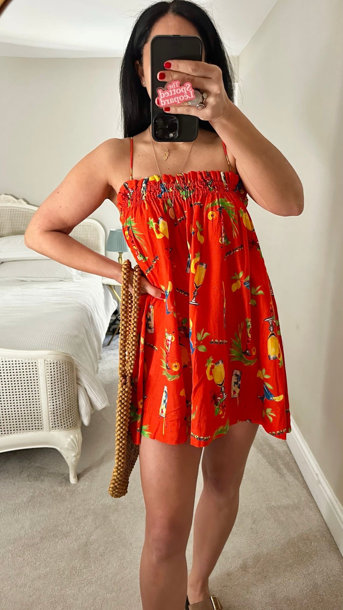 Damson madder red toucan holiday print shift dress petite Small UK 10 excellent used condition
