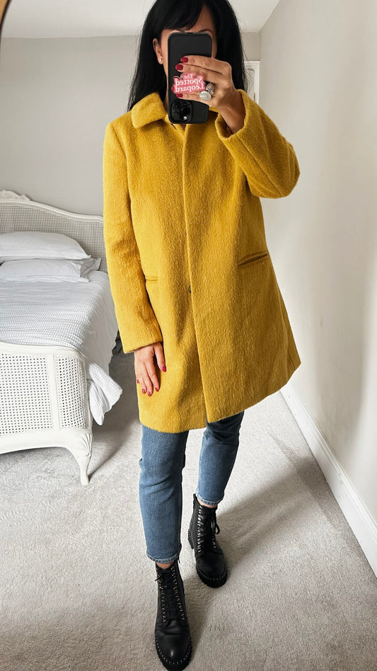 Yumi mustard orange yellow coat large UK 12-14 vgc