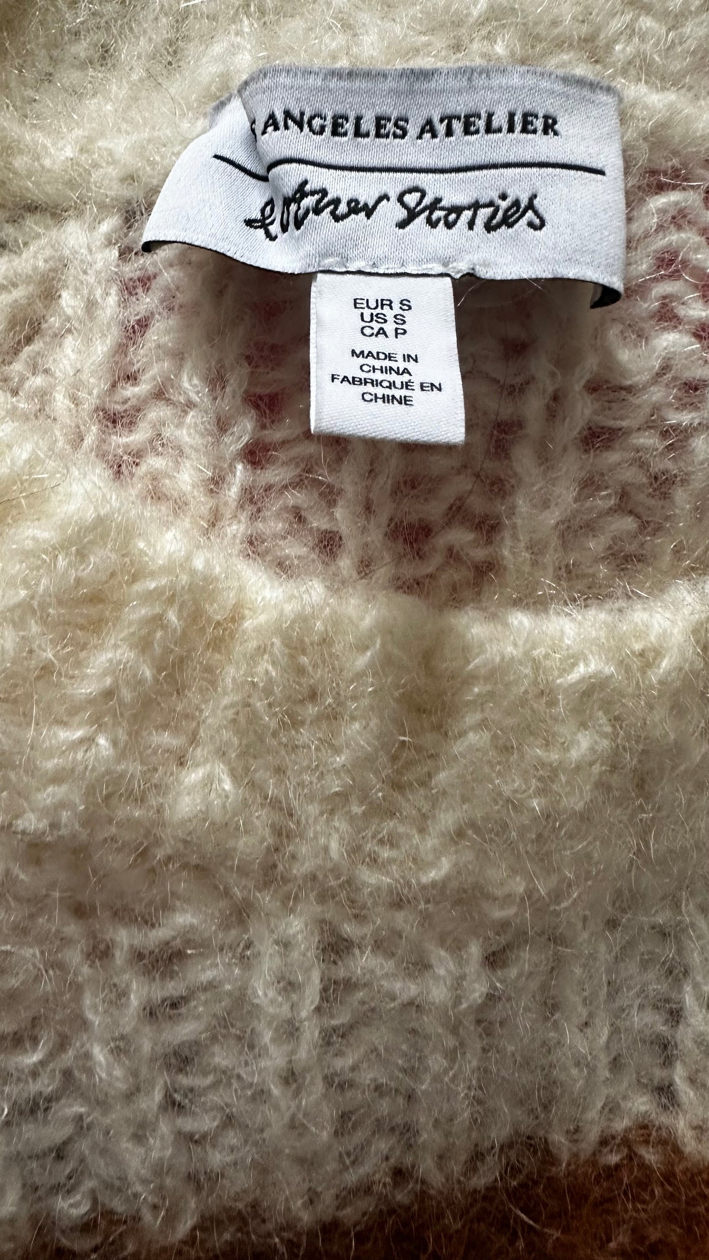 & other stories cream pink brown stripe knitted jumper mohair blend wool small UK 8-10 vgc