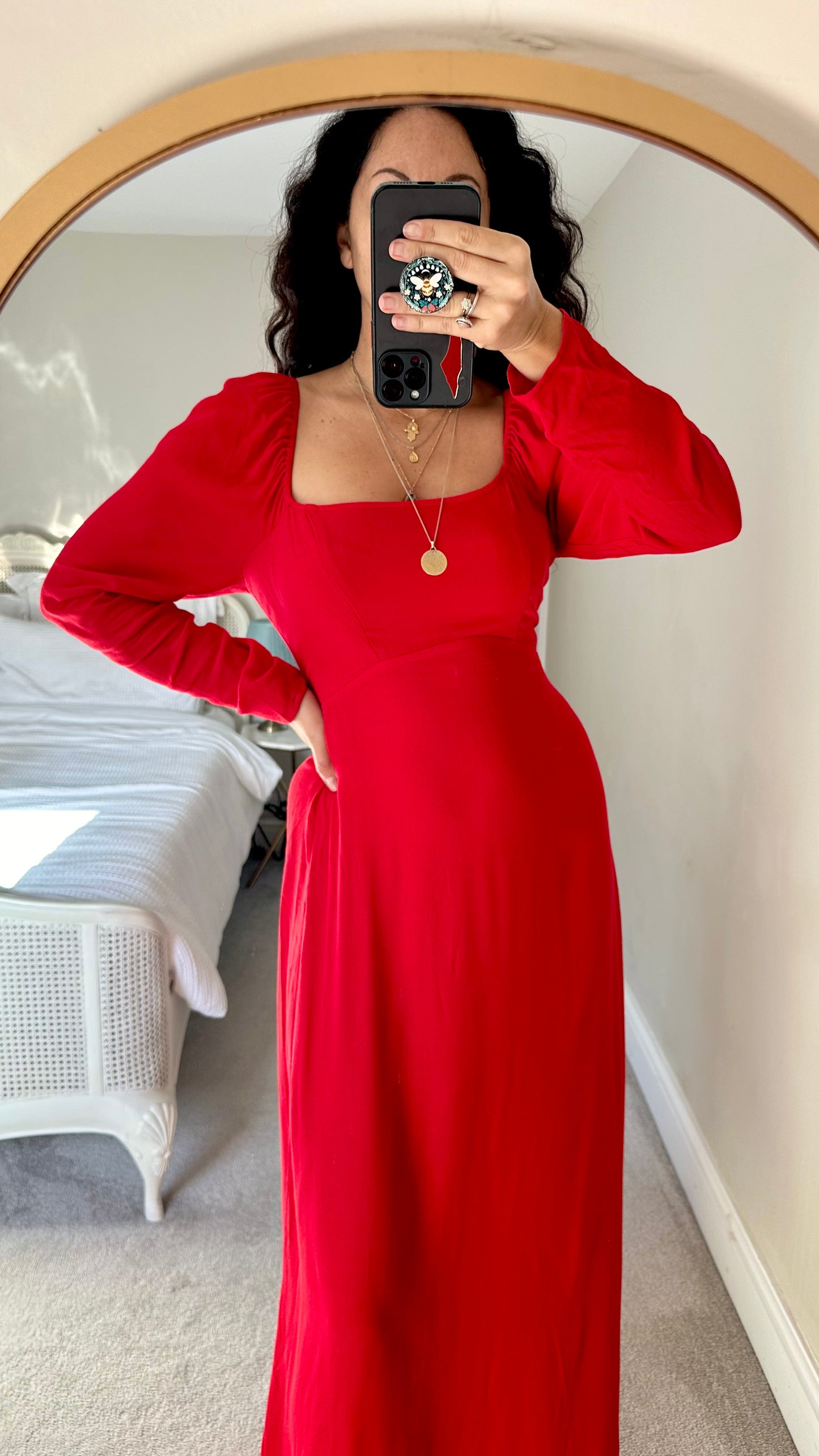 Nobody’s Child bright red maxi midi dress small medium UK 8 10 vgc