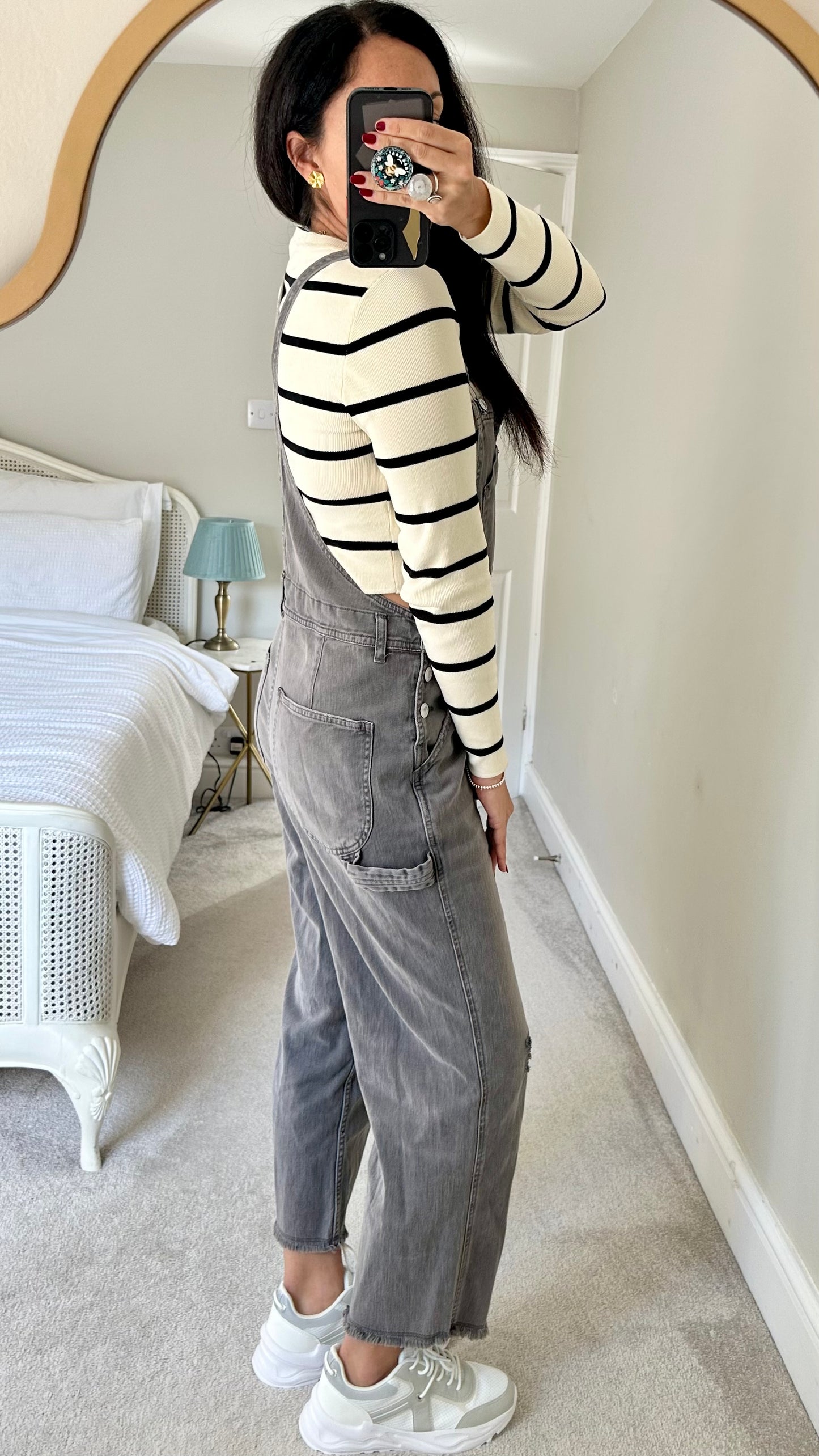 Pilcro @ Anthropologie grey denim jumpsuit dungarees large UK 12 vgc