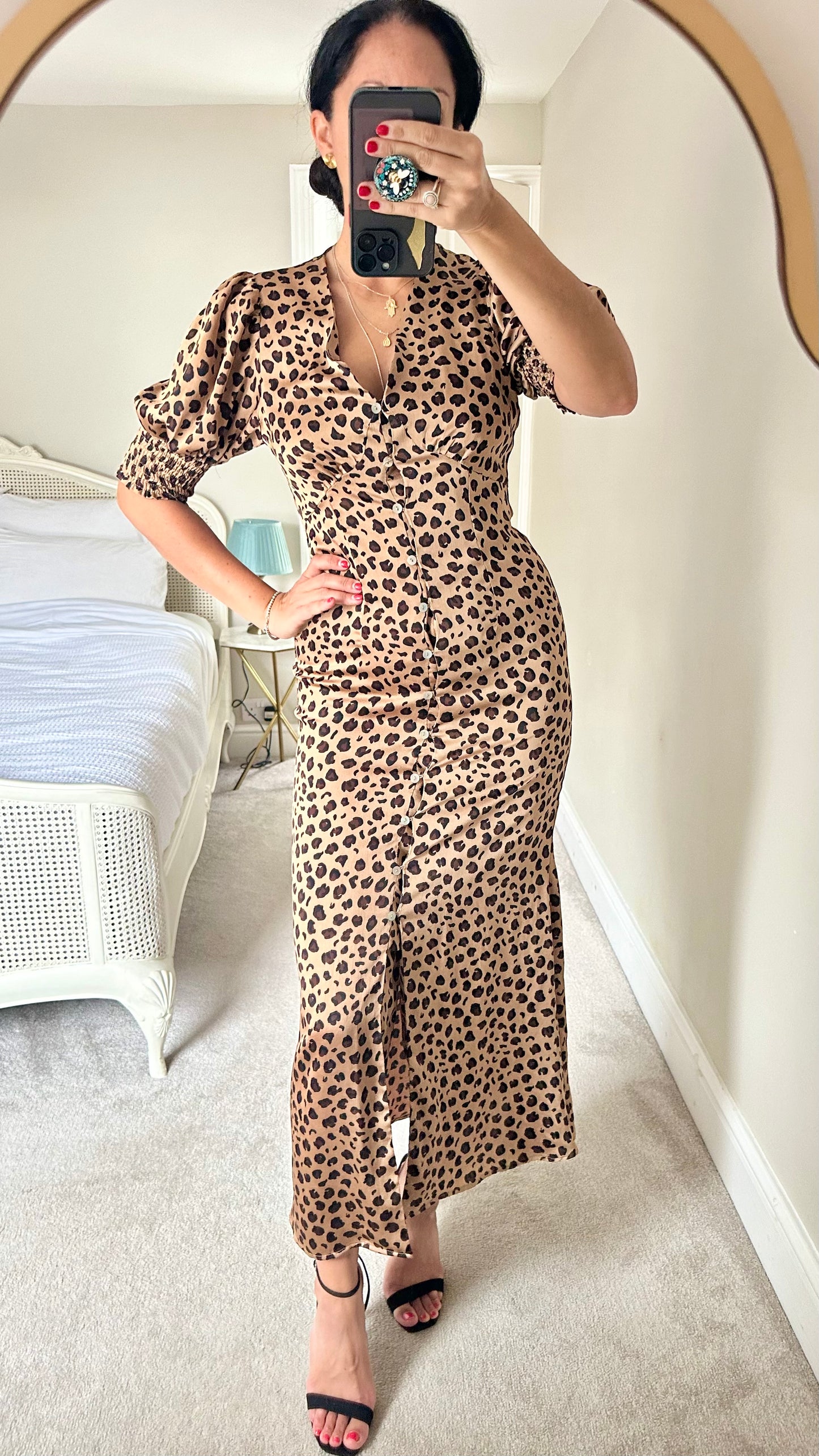 Never fully dressed leopard animal print event dress medium UK 10 long vgc