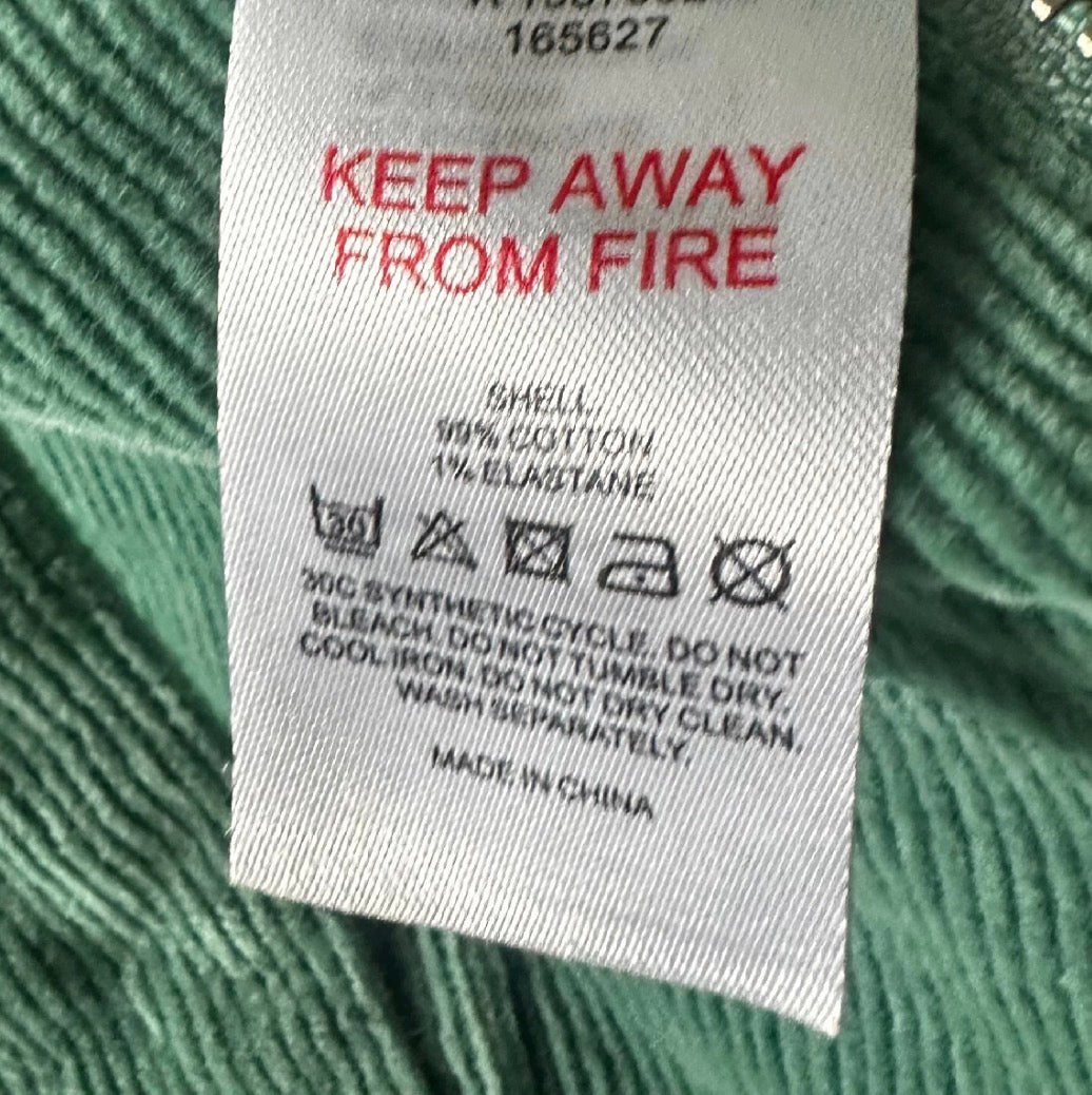 Oliver Bonas sage green corduroy jumpsuit boiler suit playsuit small UK 8