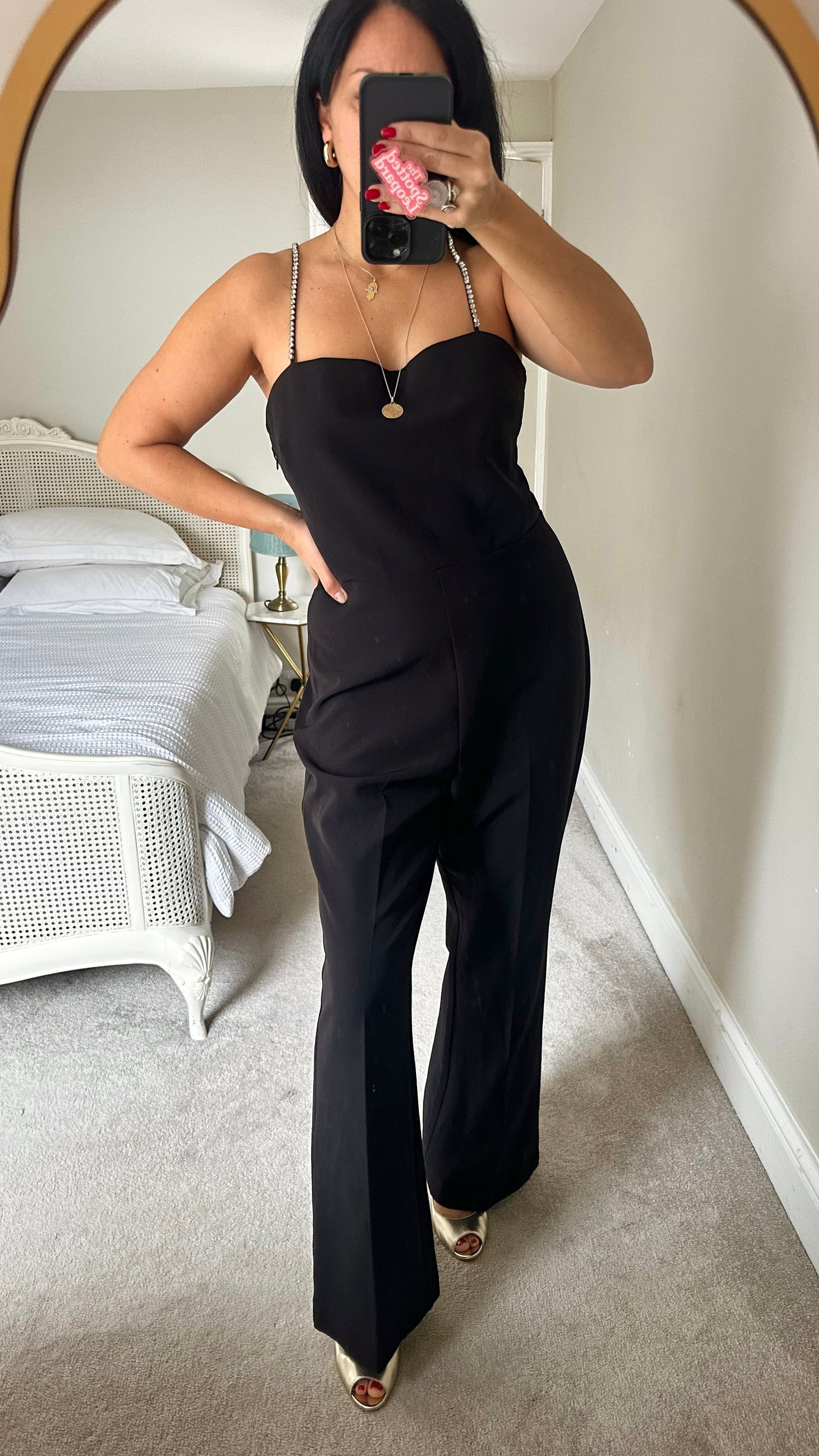 Warehouse black diamanté event jumpsuit playsuit extra large UK 14 new bnwt XMS25