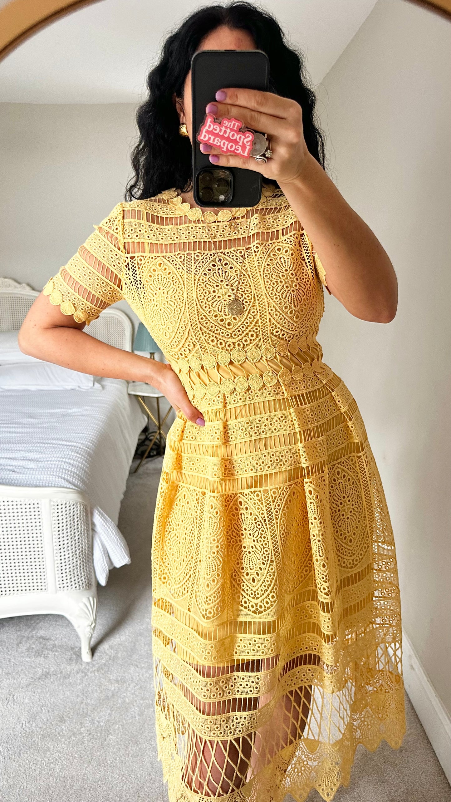 Maje yellow lemon lace wedding guest event dress small UK 8-10 vgc FR 1