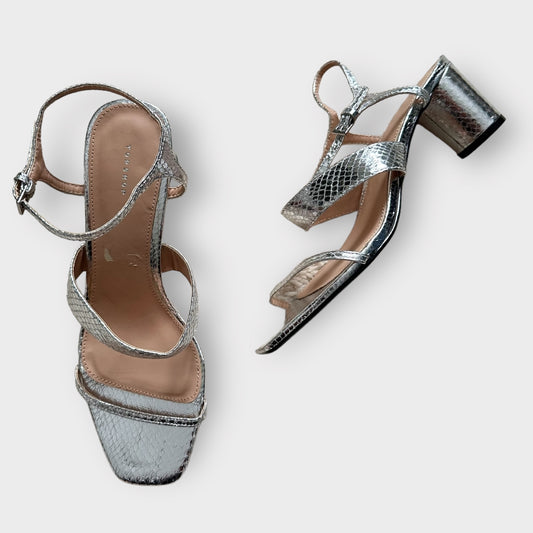 Topshop silver chrome block heel sandals shoes EU 39 UK 6 new bnwot