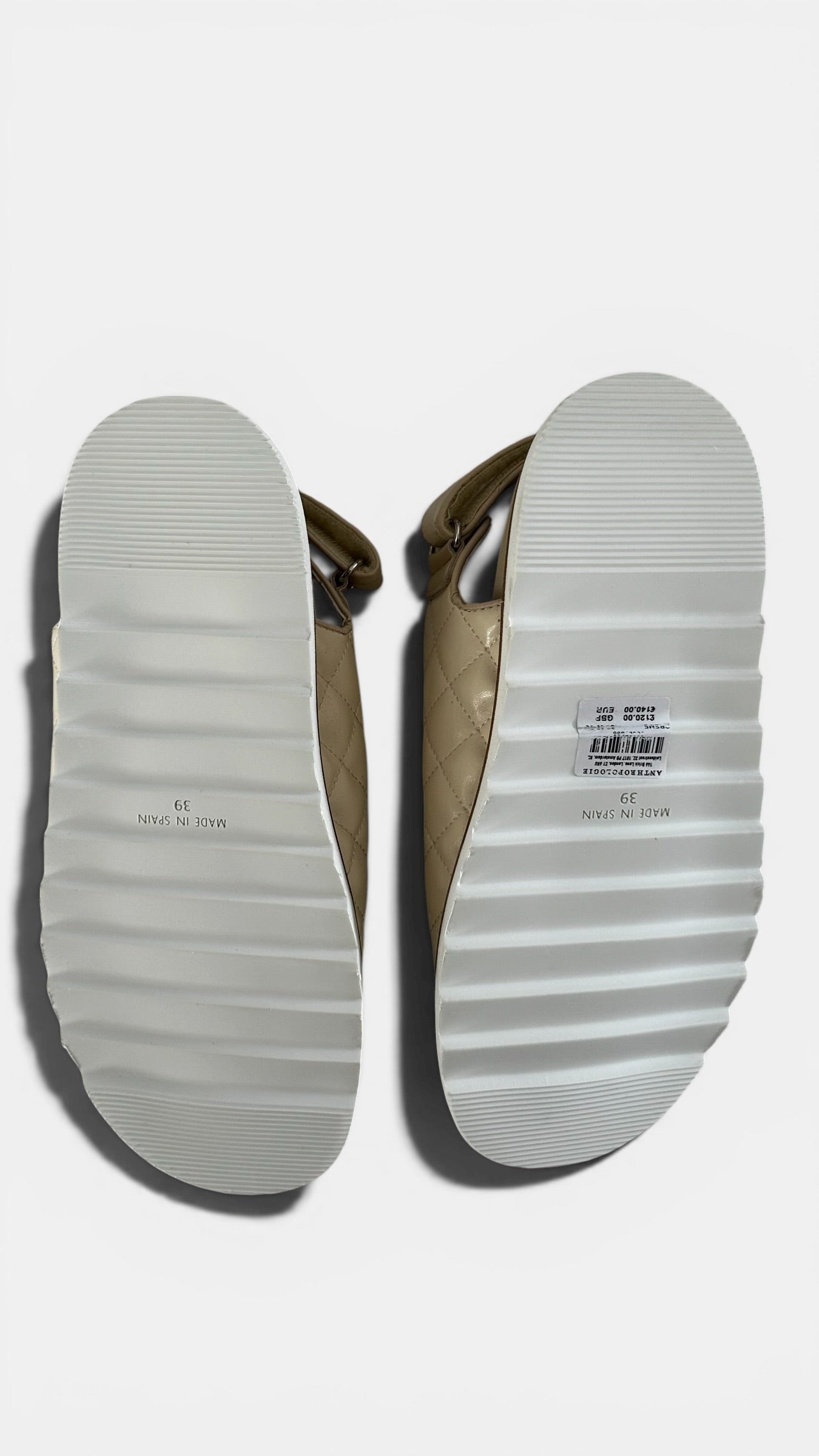Pilcro @ Anthropologie cream quilted flat sandals shoes UK 6 EU 39 new bnib