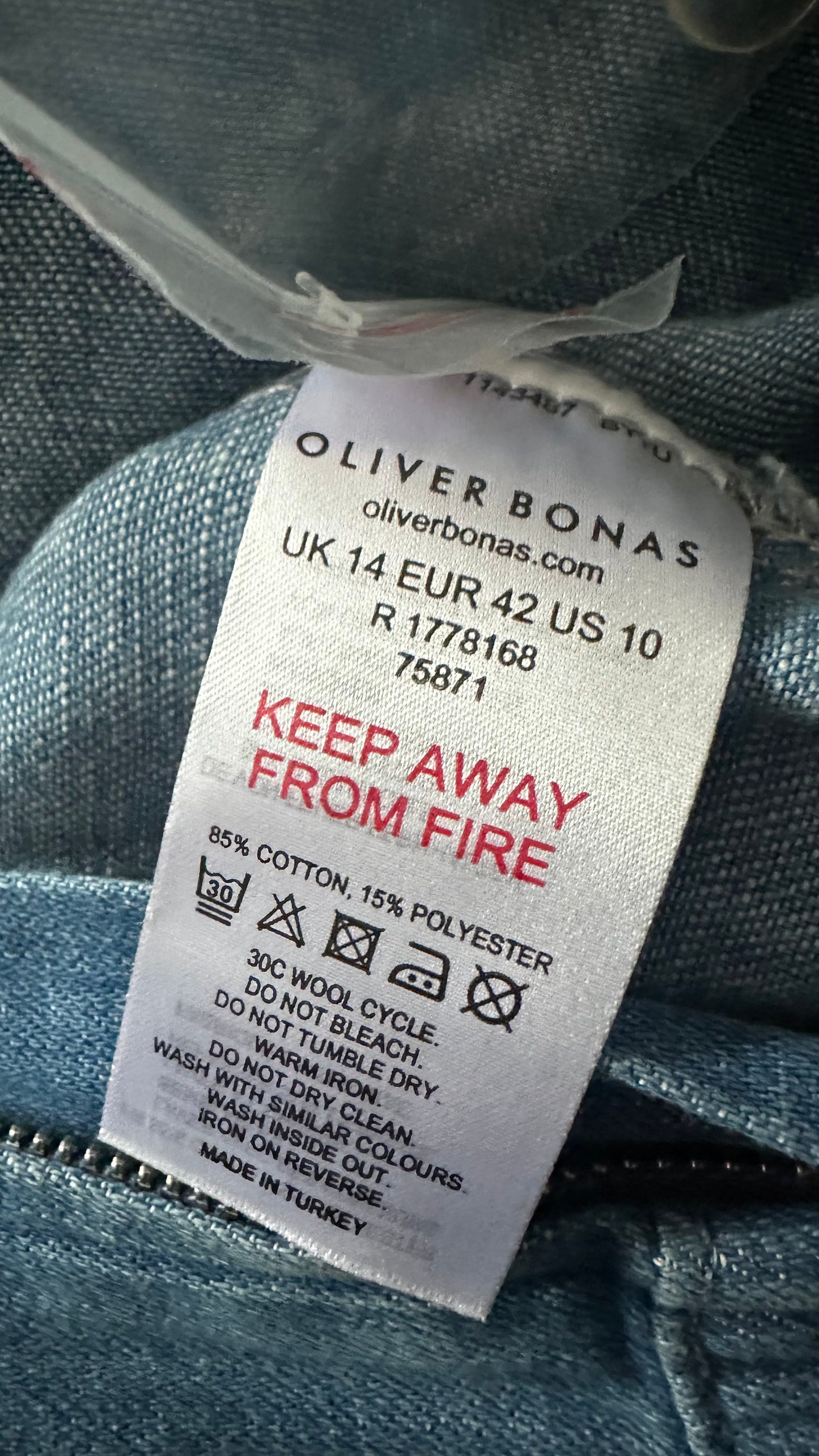 Oliver Bonas blue denim jeans jumpsuit dungarees medium UK 14 vgc