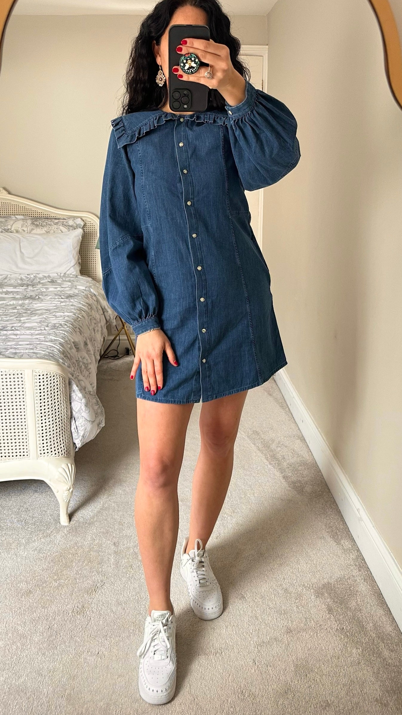 & Other Stories jeans denim frill collar mini dress small UK 8 vgc