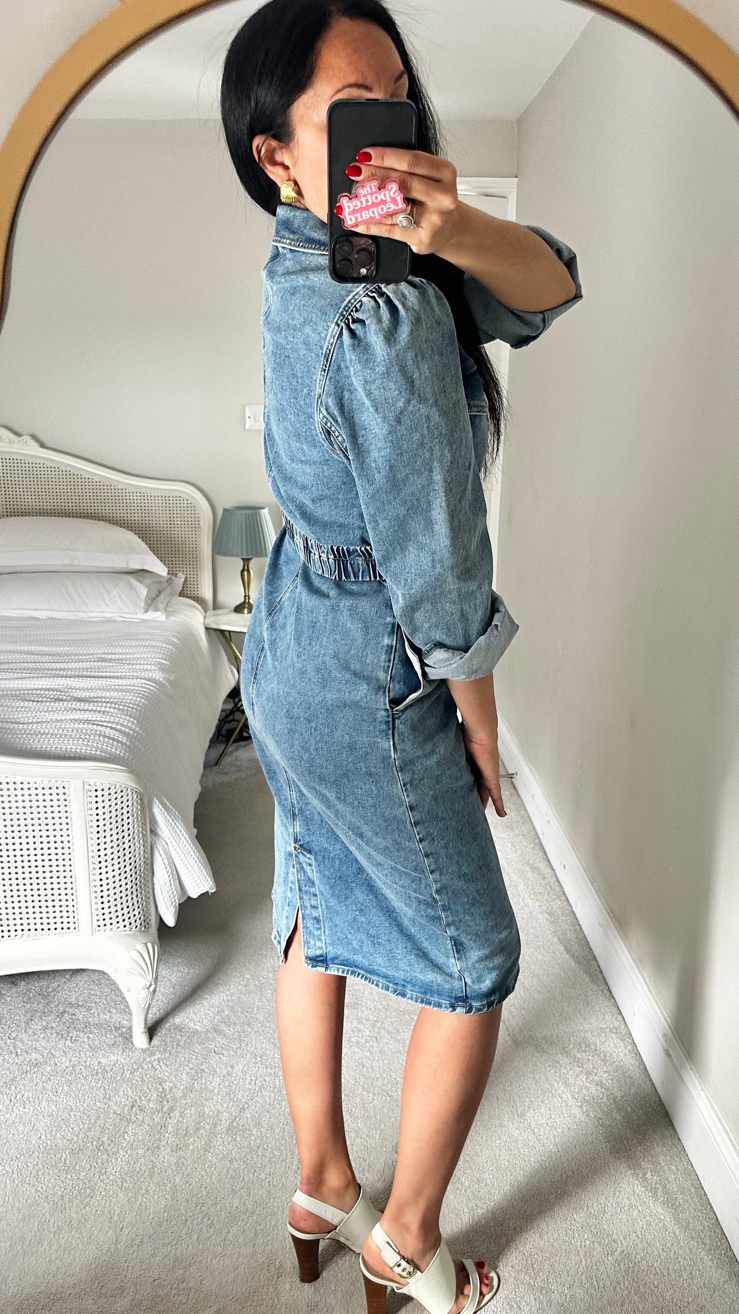 Selected Femme @ Anthropologie light blue denim jeans dress small UK 10 vgc button up