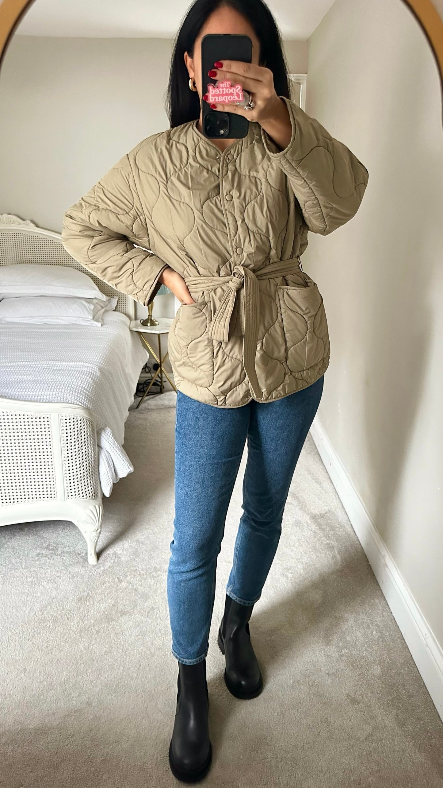 Mango khaki beige quilted jacket coat medium UK 10-12 vgc XMS25