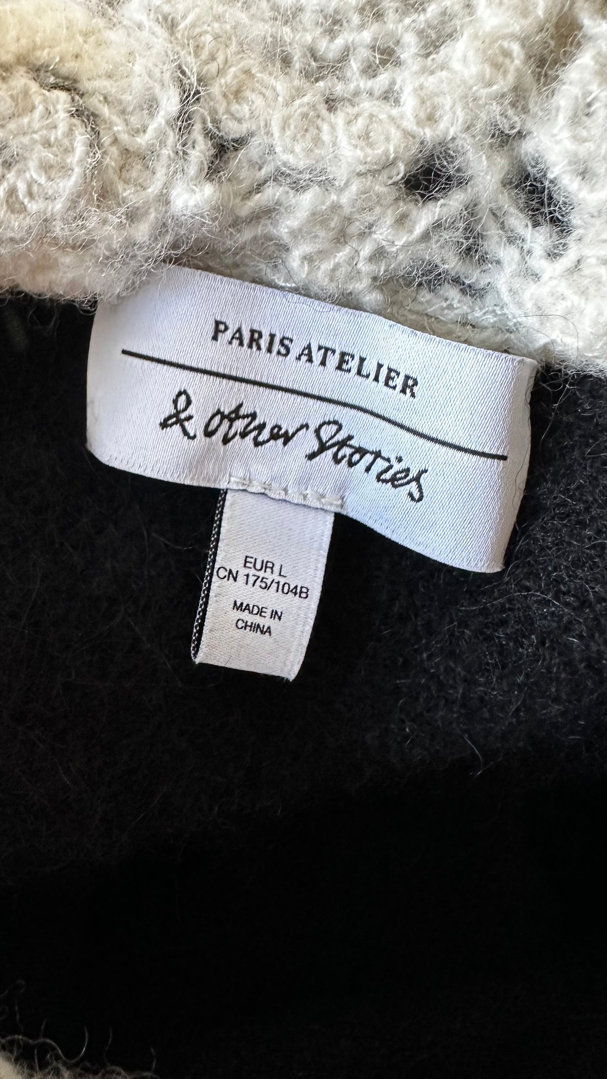 & other stories black cream lace collar knitted jumper alpaca wool large UK 14-16 vgc