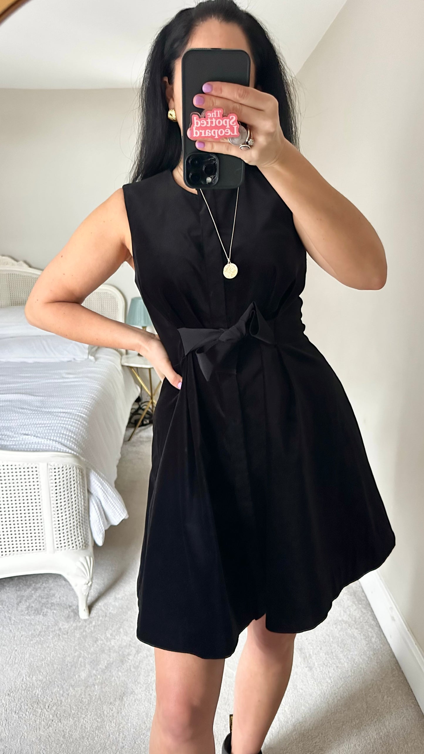 & other stories black velvet button up event dress tie waist small UK 10 vgc