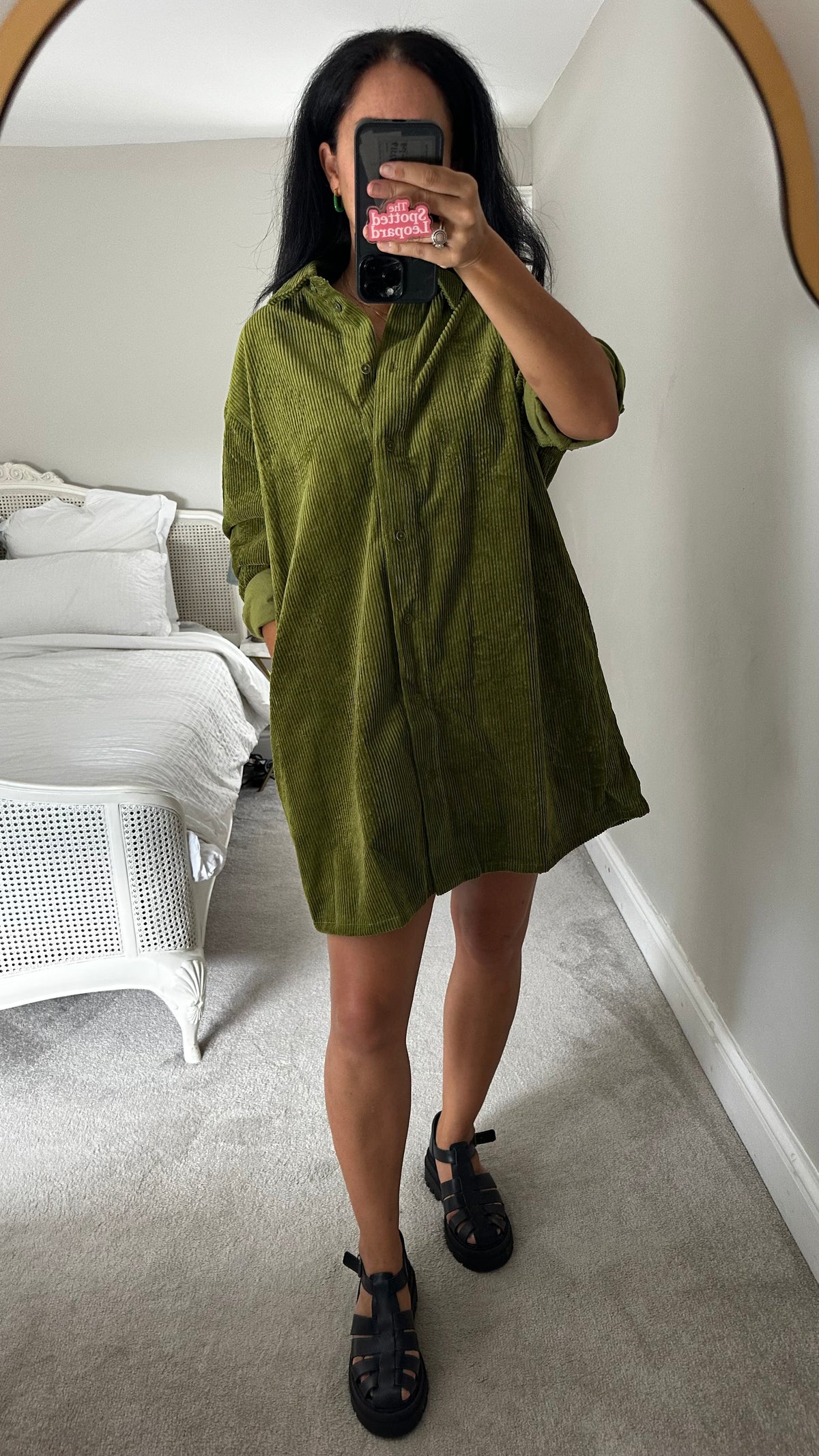Lucy & Yak olive green corduroy button up oversized dress small UK 10 12 bnwt new