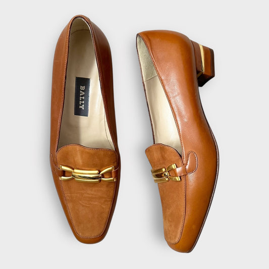 Bally brown tan beige vintage suede loafers shoes EU 38.5 vgc w25