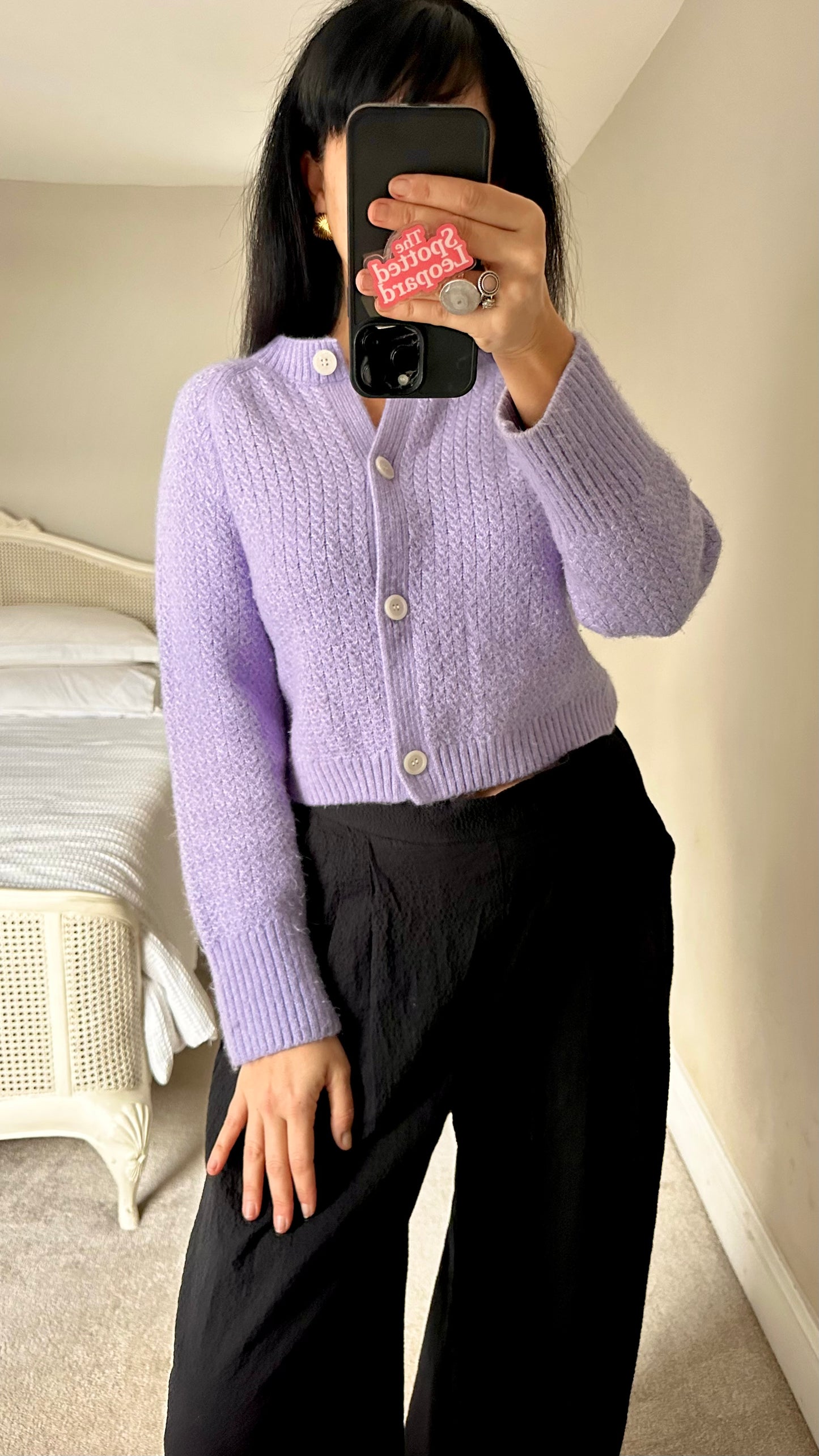 & other stories lilac alpaca wool blend knitted cardigan jumper medium UK 10-12 vgc