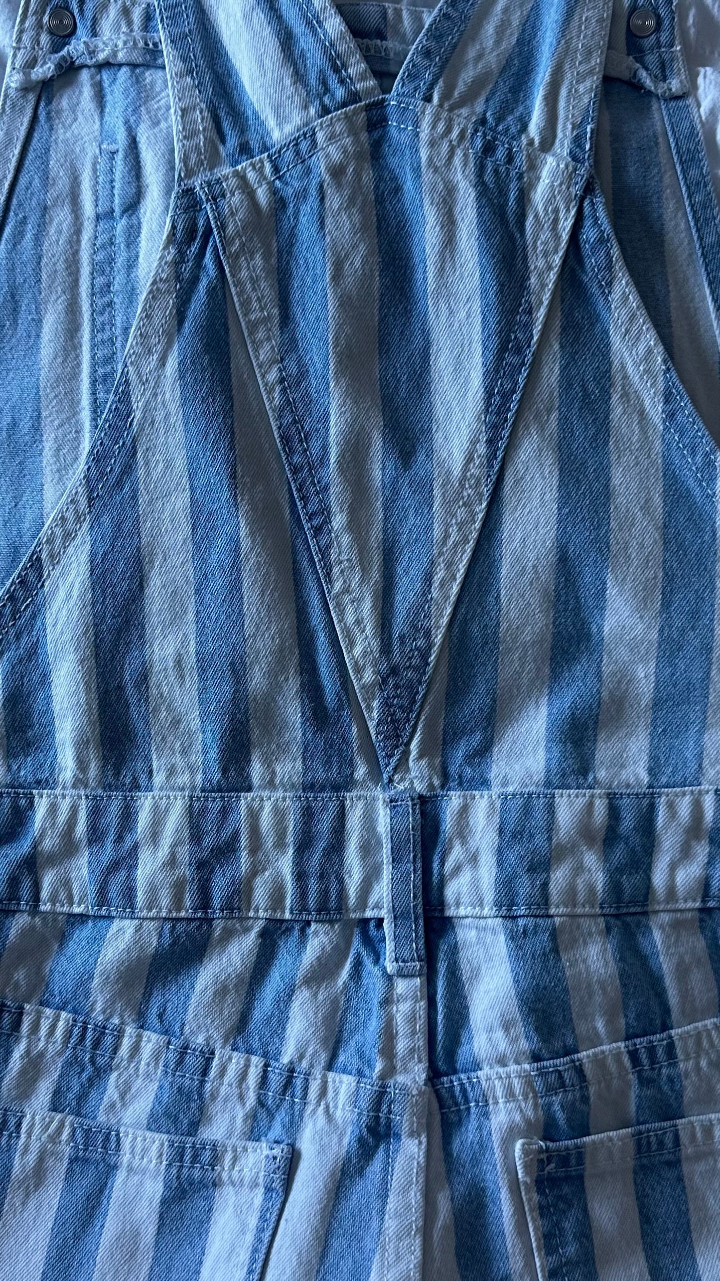Topshop light blue white stripe shorts dungarees playsuit small UK 8 vgc