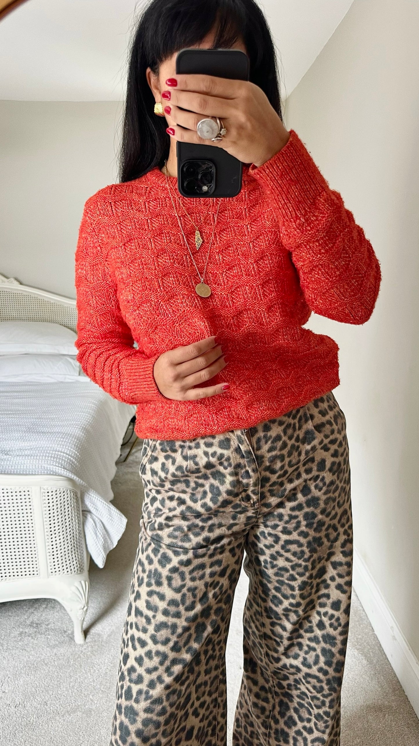 Albaray coral orange knitted jumper small UK 8 vgc