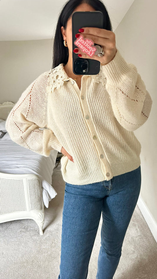 YAS cream white knitted jumper cardigan jumper extra large UK 14 vgc