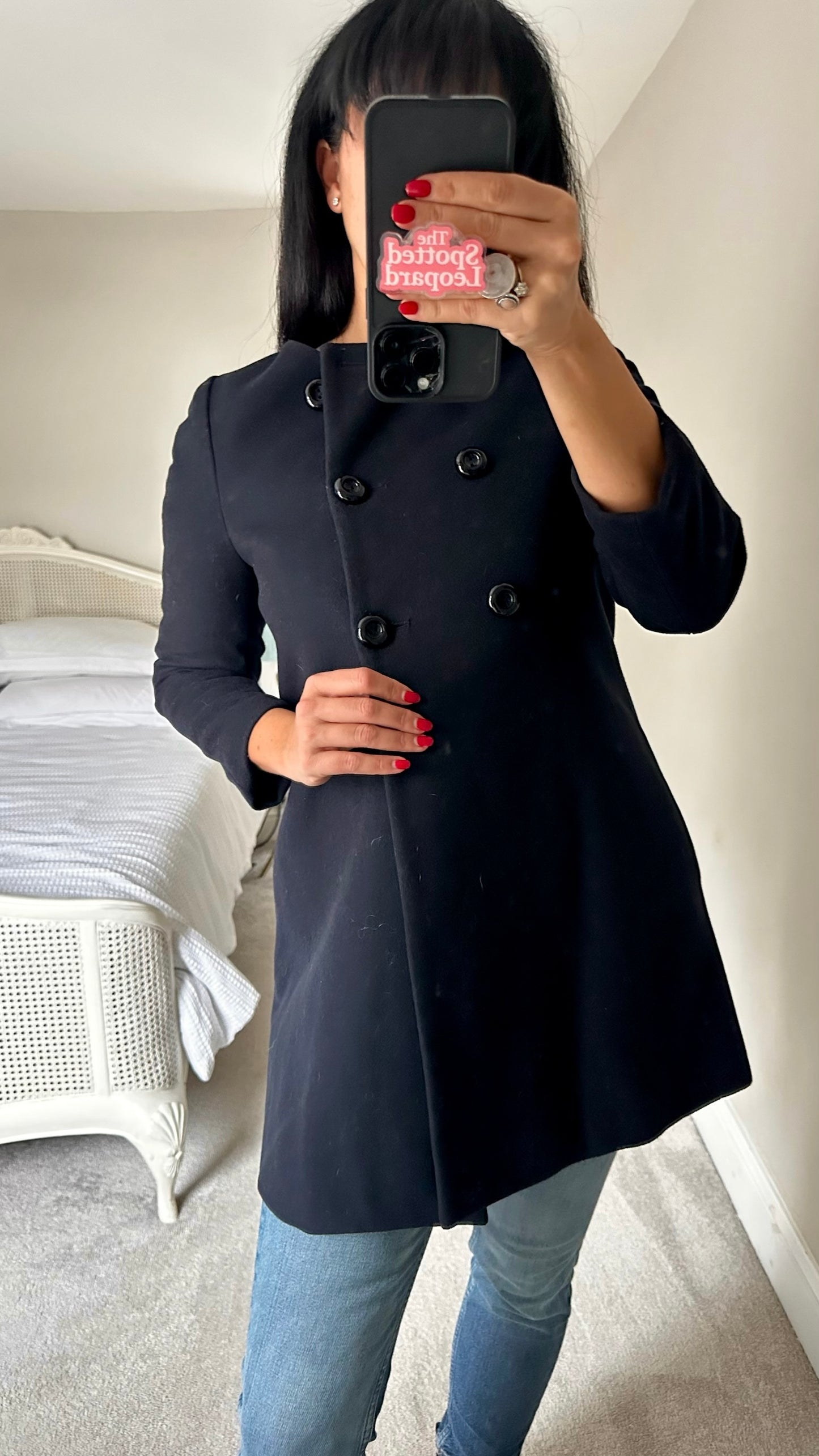 Zara black button up formal coat small S UK 8 excellent used condition