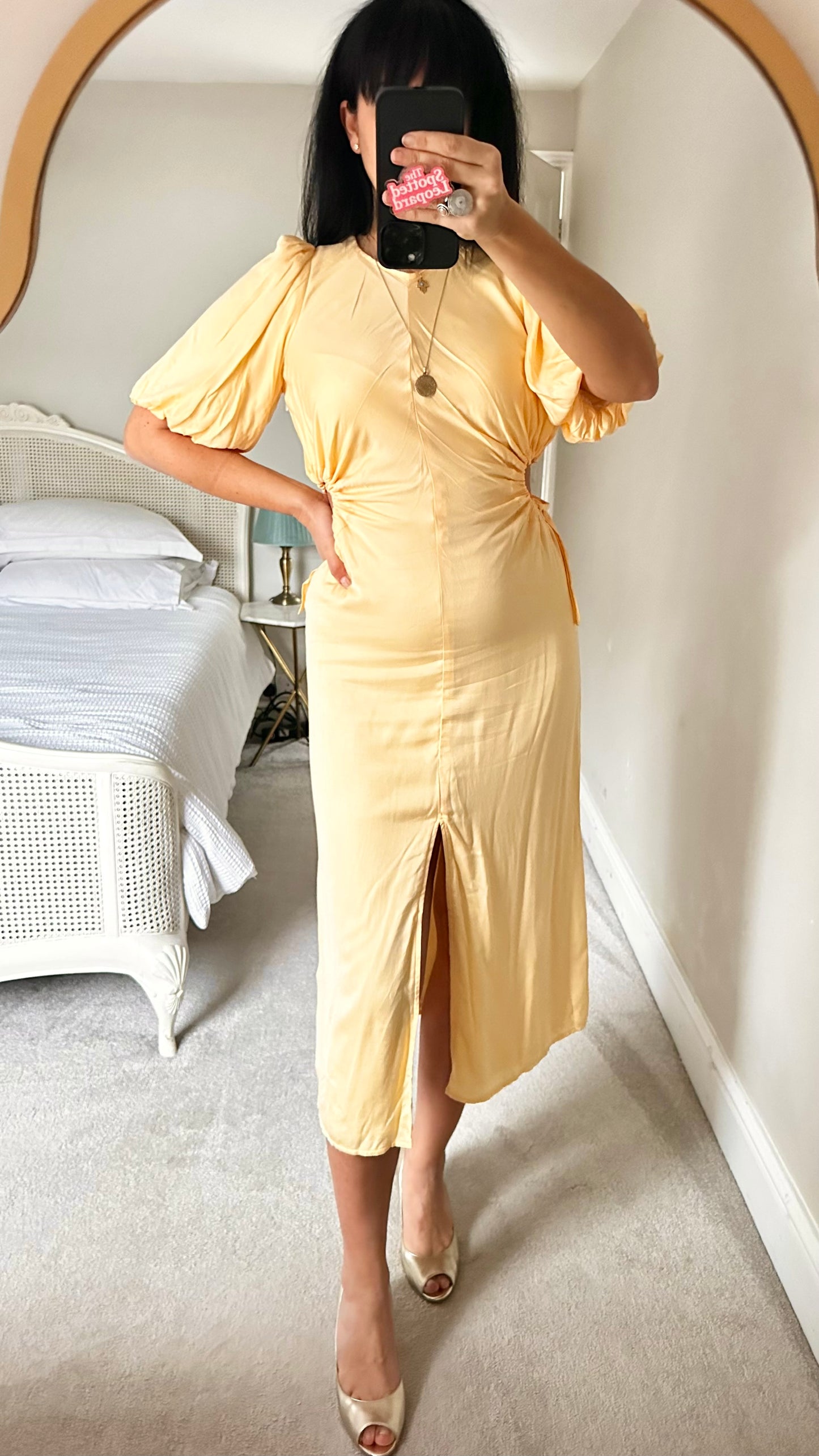Nobody’s Child butter yellow cut out wedding guest holiday dress small UK 8 new bnwt