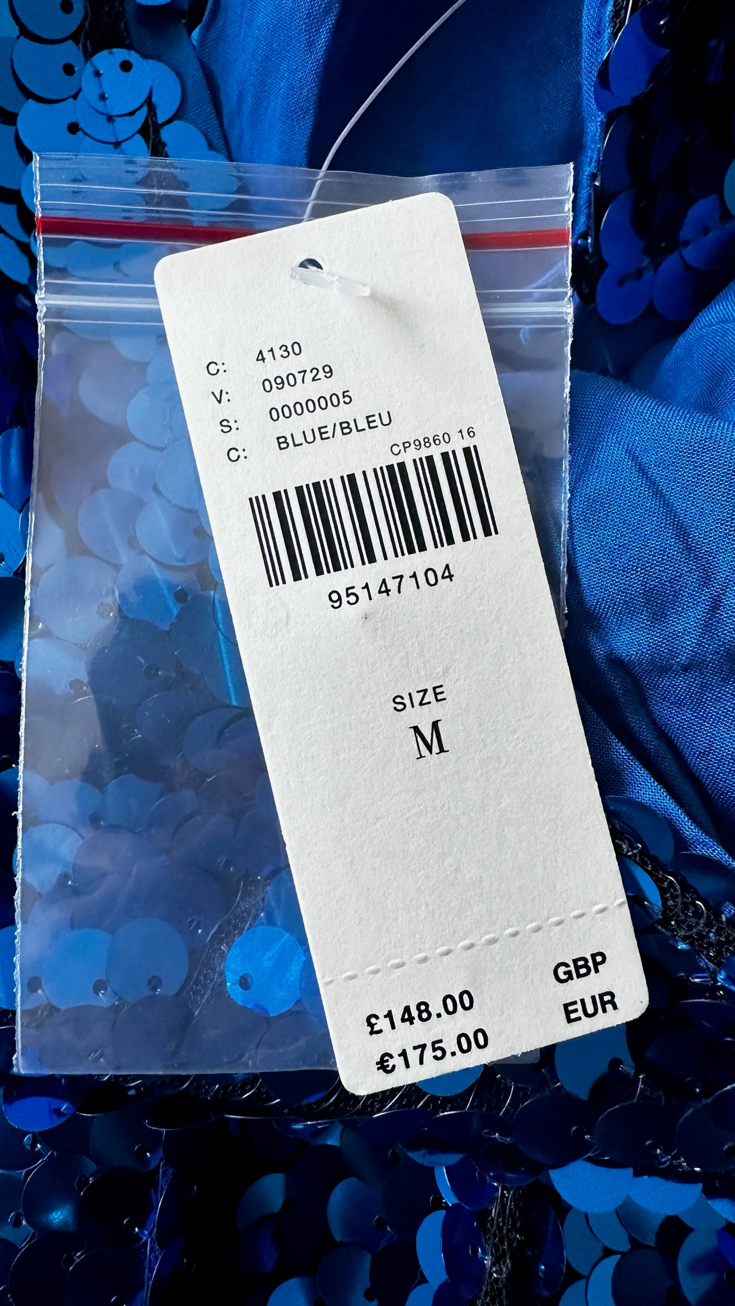 Anthropologie cobalt blue sequin event party mini dress large UK 12 vgc w25