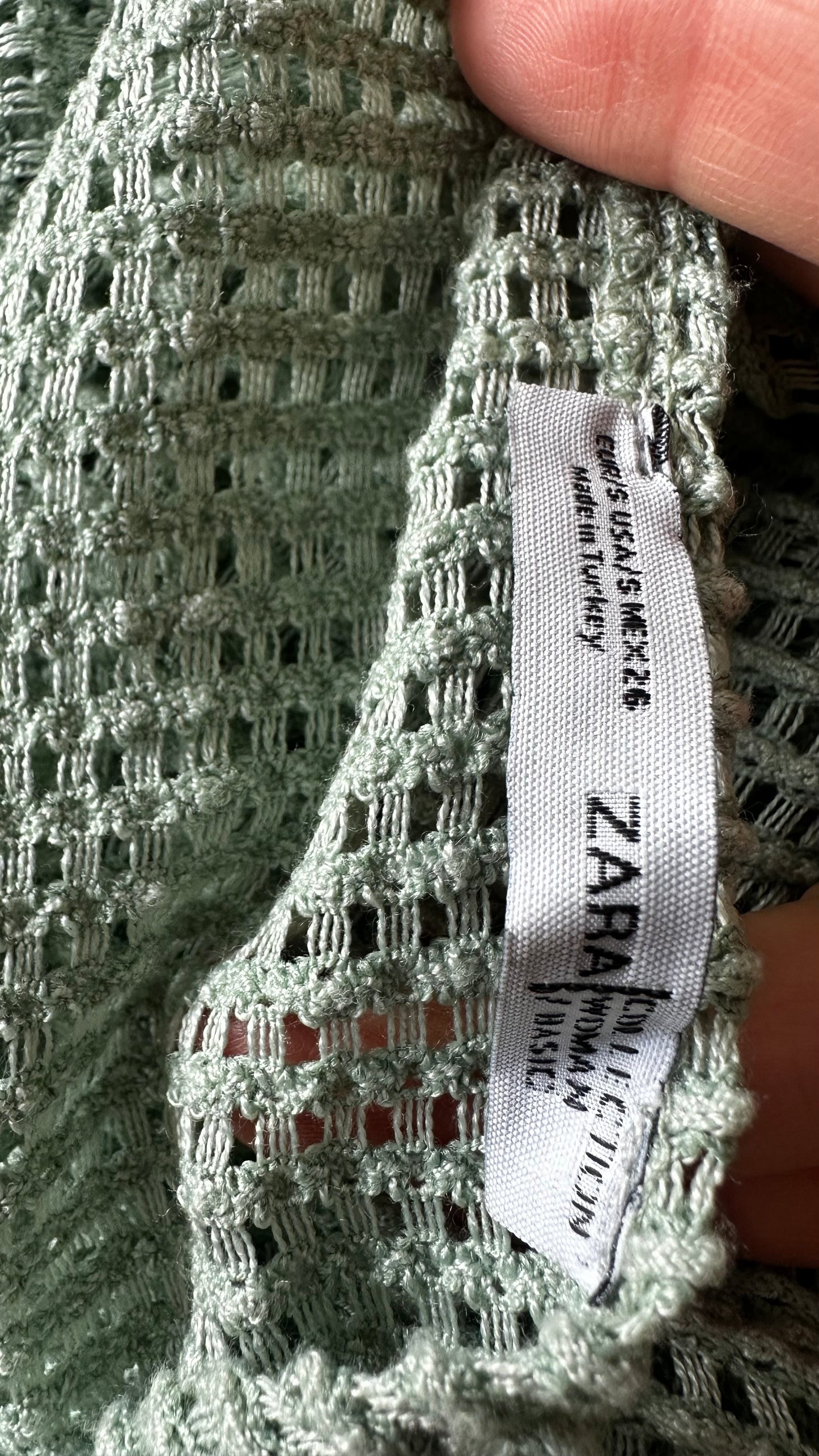 Zara light green mesh net midi tassel dress small UK 8-10 vgc boho
