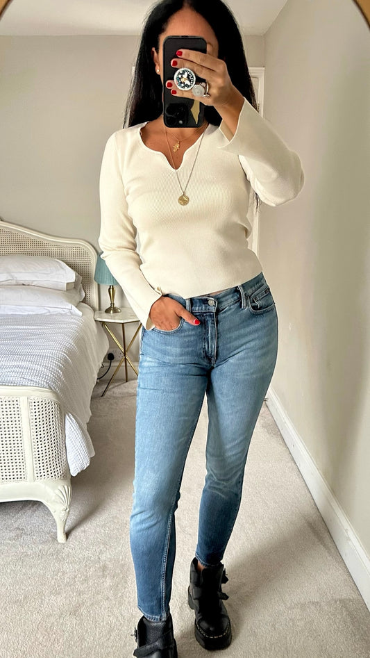 & other stories white ribbed jumper top small UK 8-10 bnwt w25