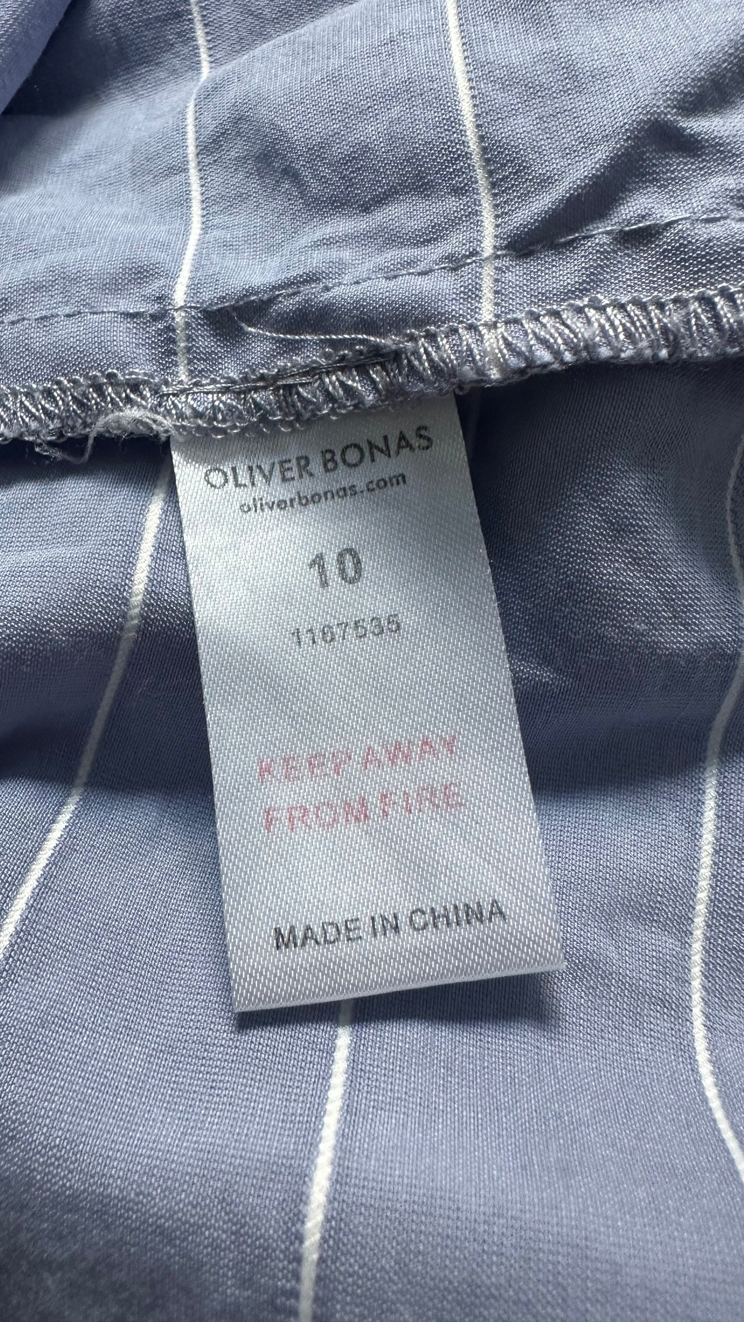 Oliver Bonas light blue white stripe slip midi holiday dress small UK 10 vgc