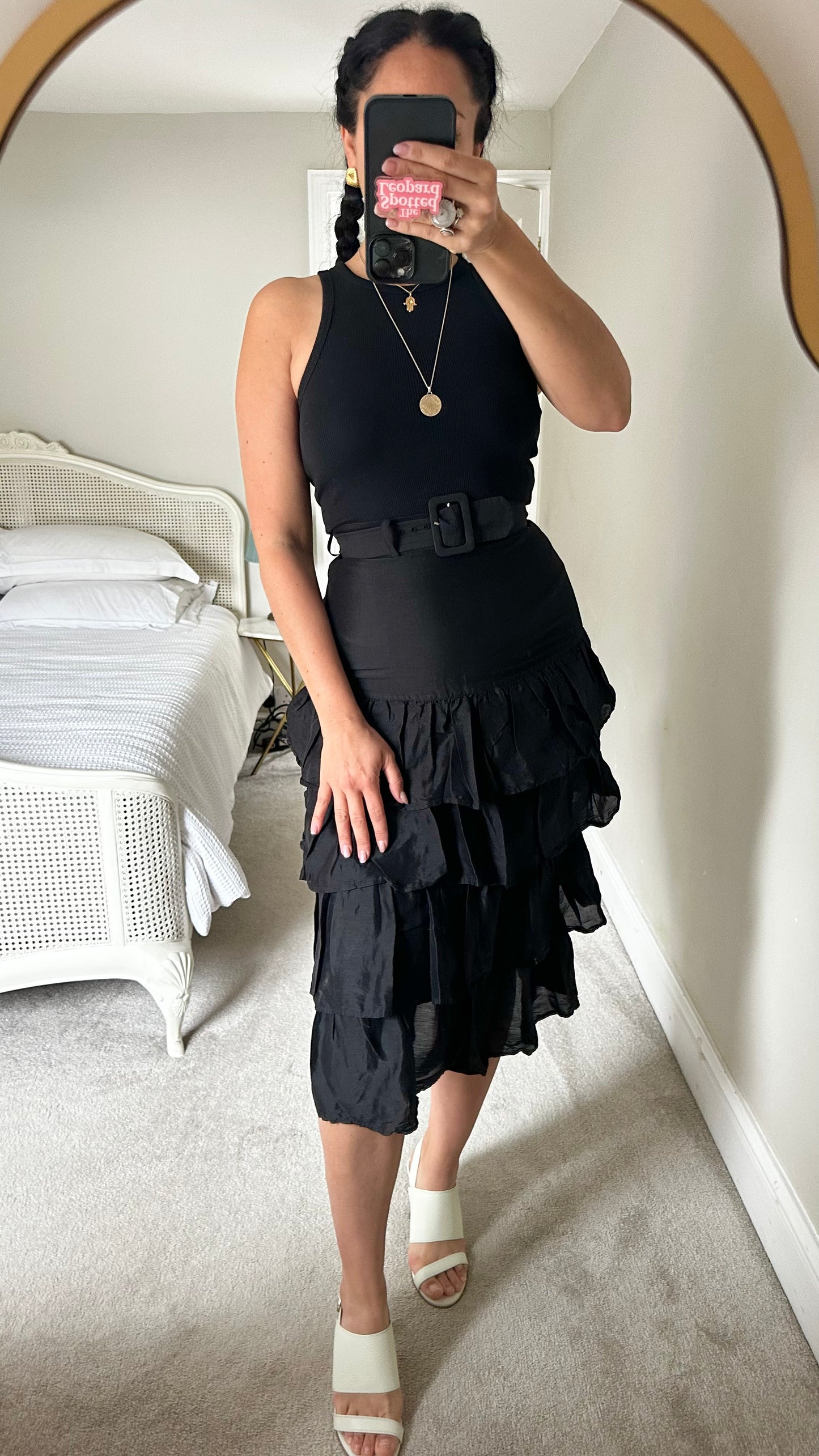 & other stories black tiered midi long skirt small UK 8 vgc