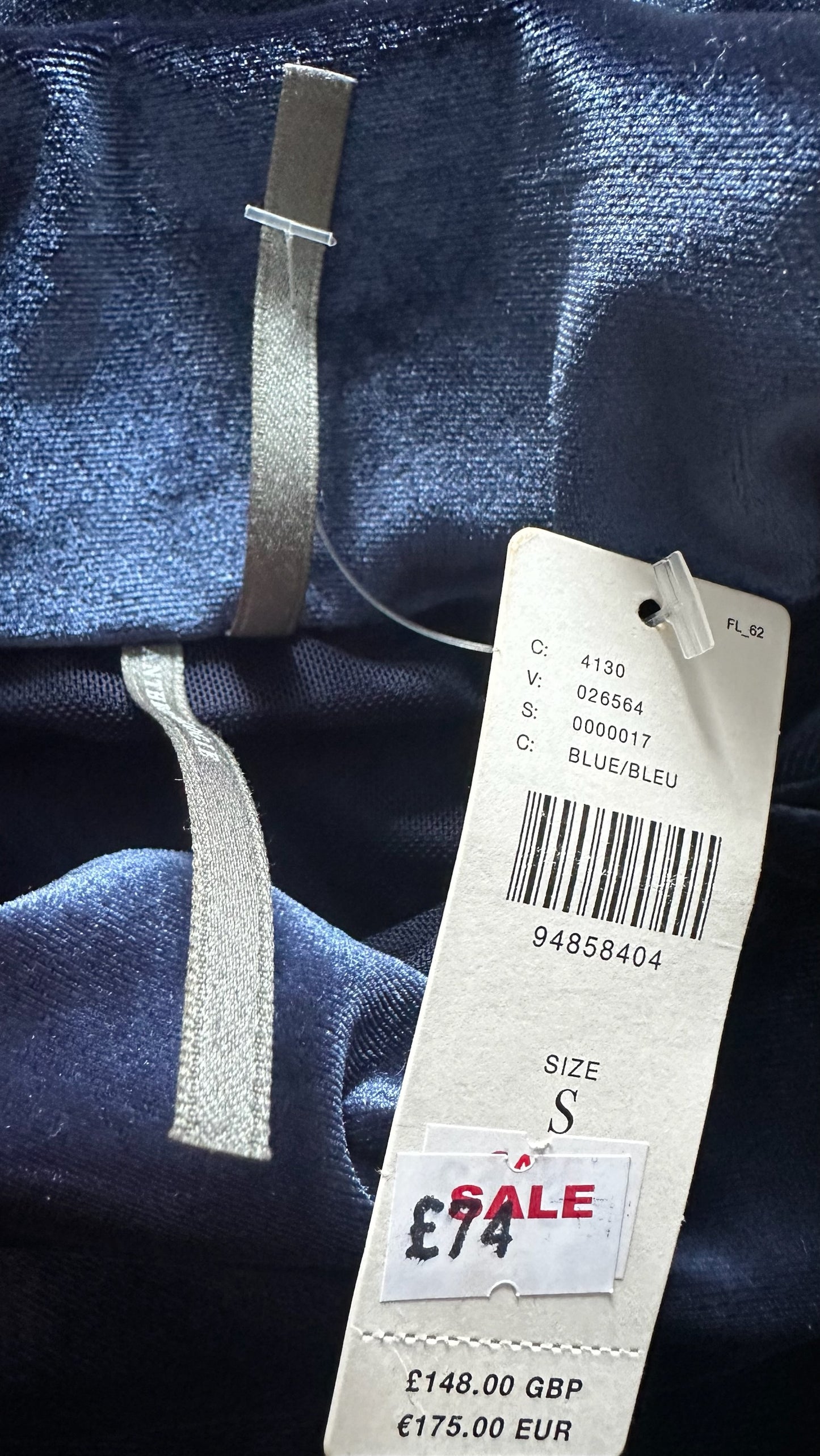 Anthropologie navy blue velvet side split ruched midi event dress small UK 8 vgc XMS25