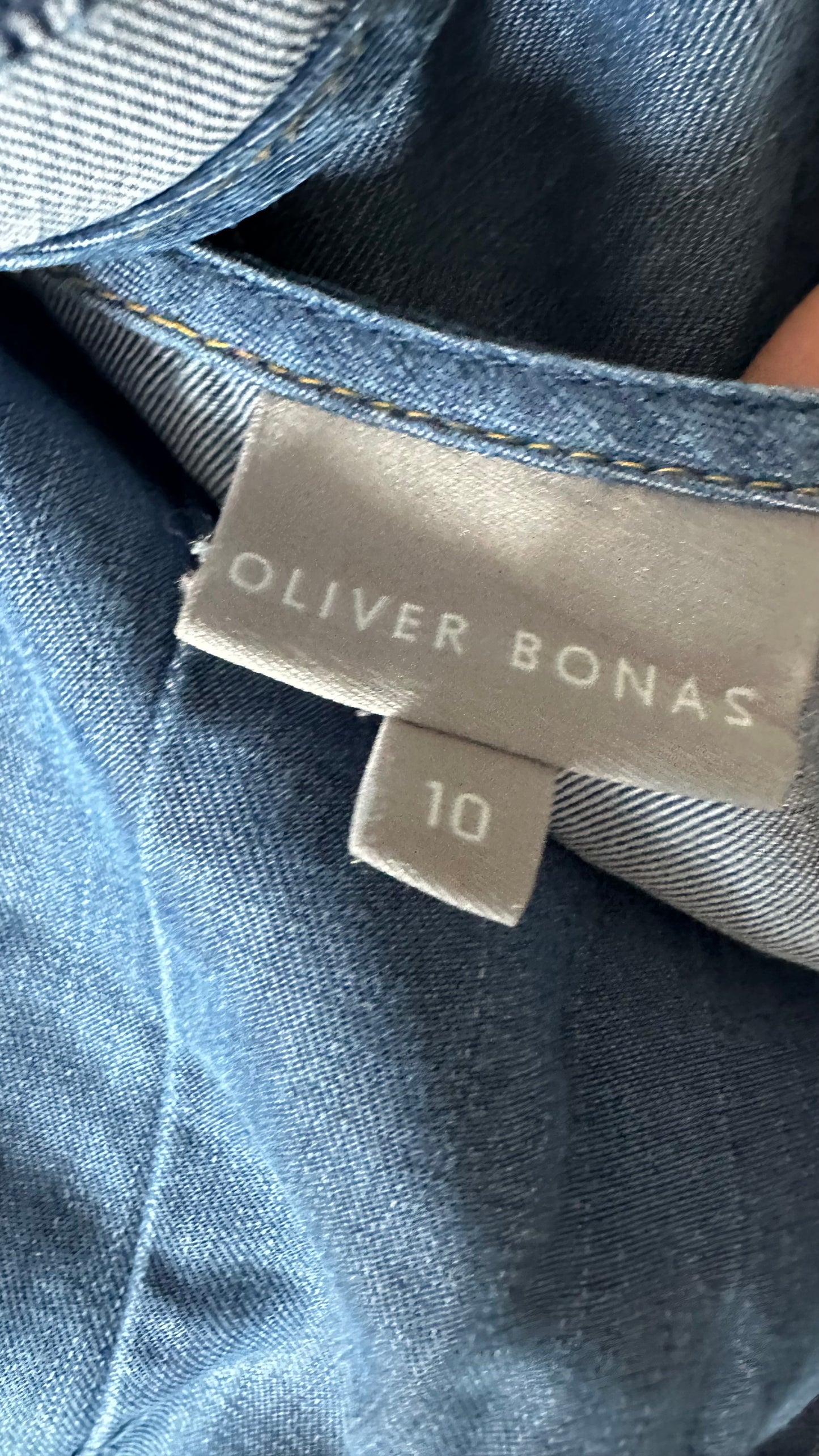 Oliver Bonas blue button up denim jean dress small UK 10 vgc