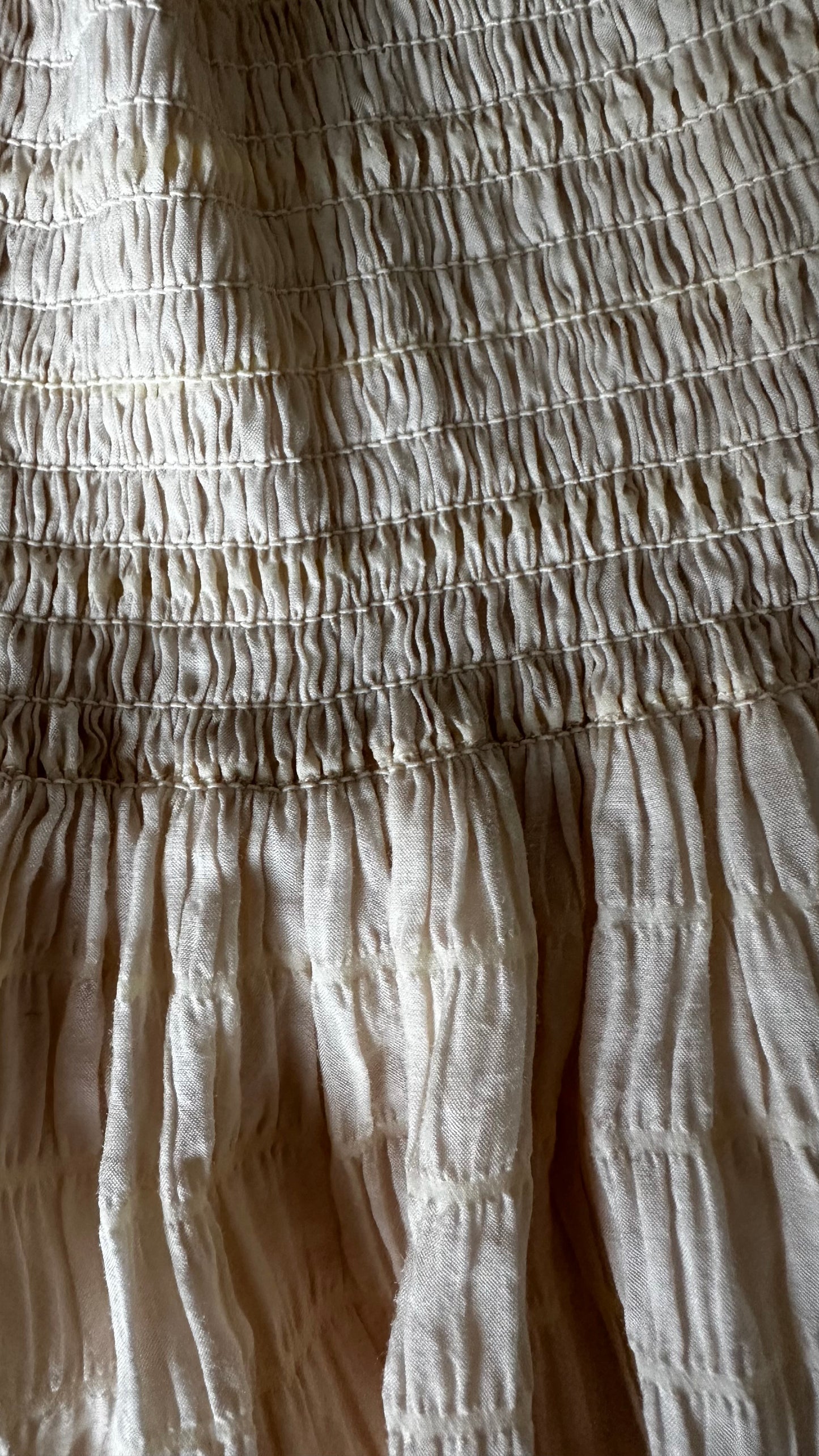 & other stories cream beige shirred body sun dress large UK 14-16 vgc