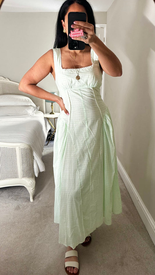 ASOS light green white gingham check medium UK 12 new bnwt