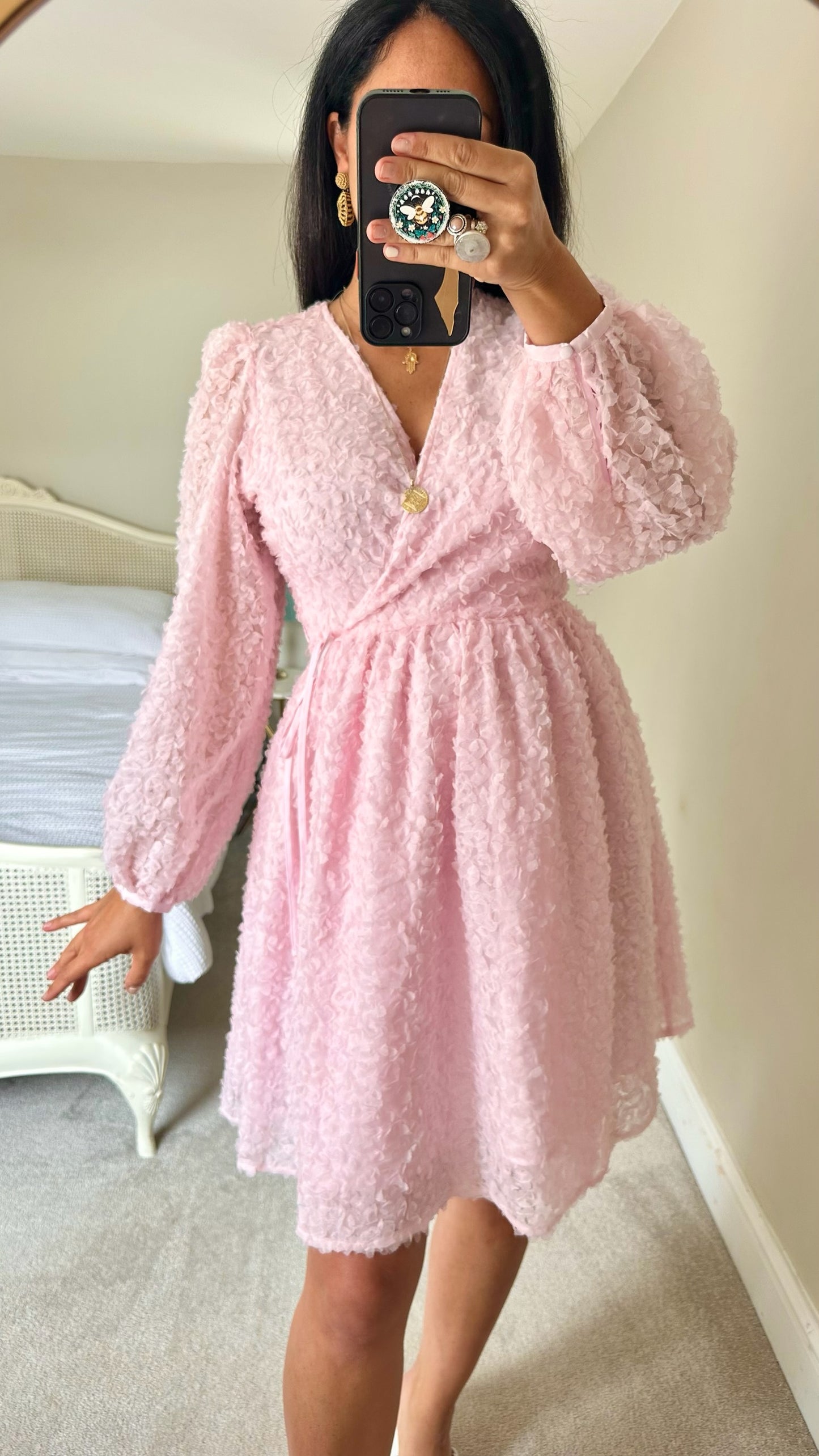 Selected Femme @ Anthropologie rose pink applique wedding guest event dress small UK 8  new bnwt