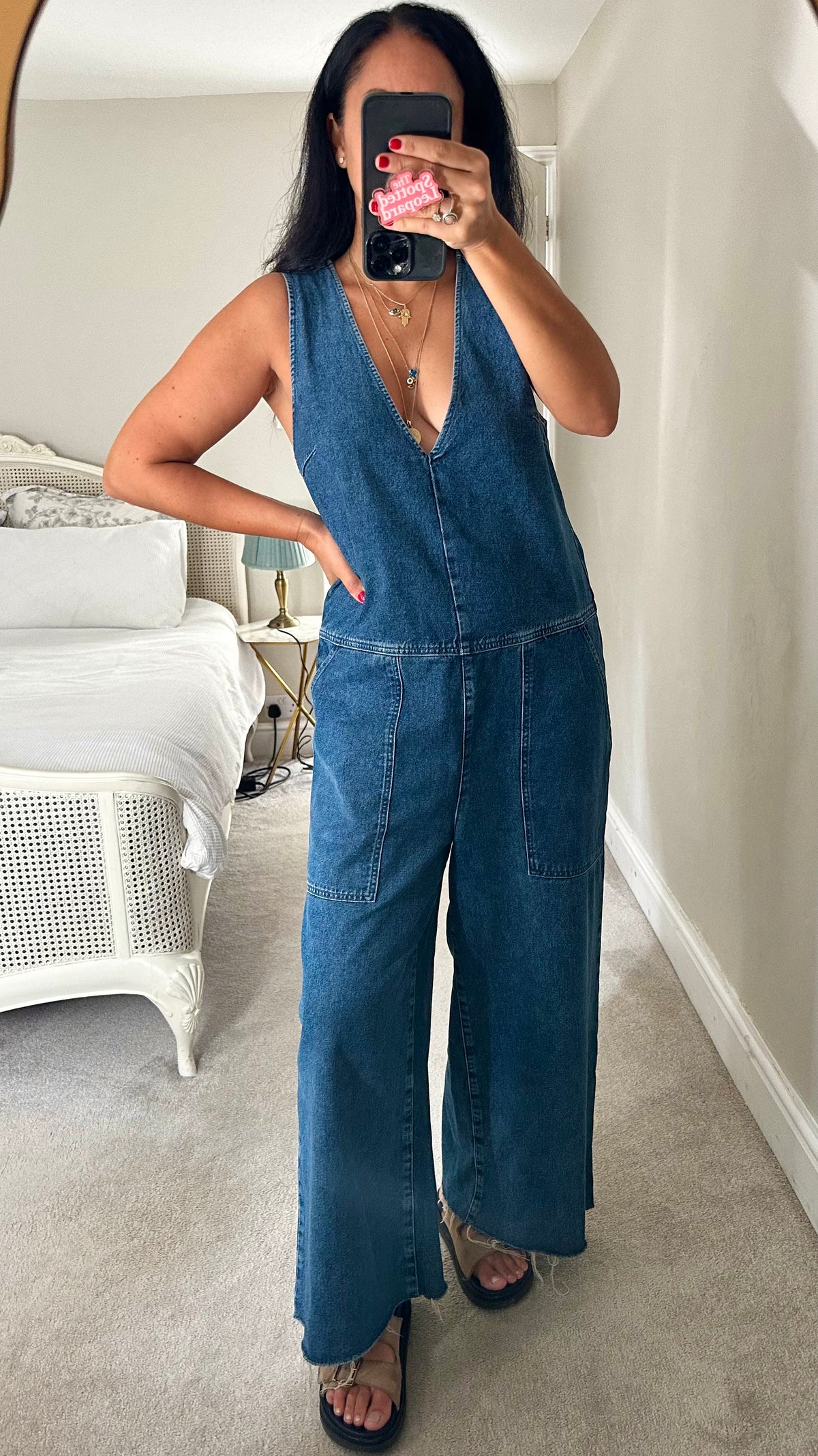 Selected Femme @ Anthropologie denim jeans v neck jumpsuit trousersuit medium UK 12 new