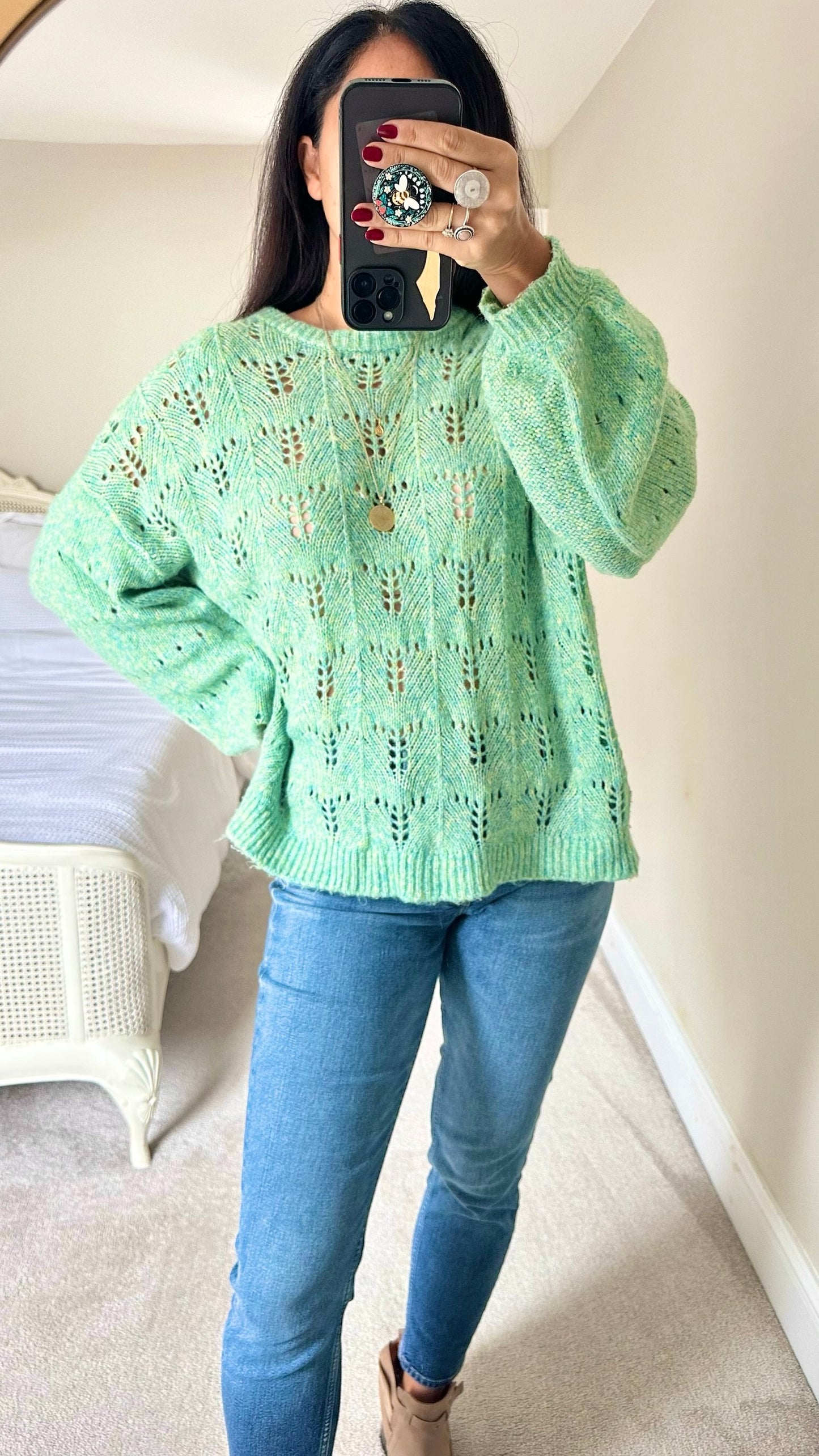 Y.A.S green knit jumper extra large XL UK 14 vgc