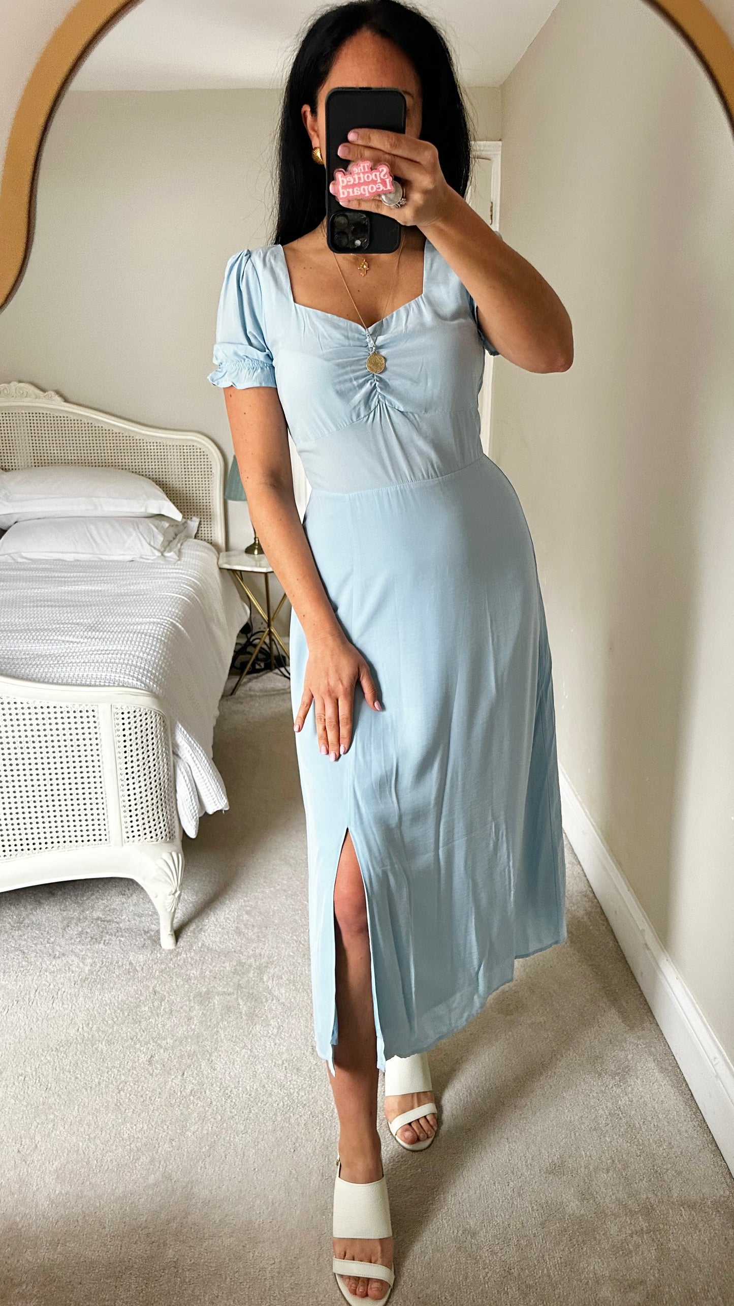 Warehouse light blue side split midi dress medium UK 12 new bnwt