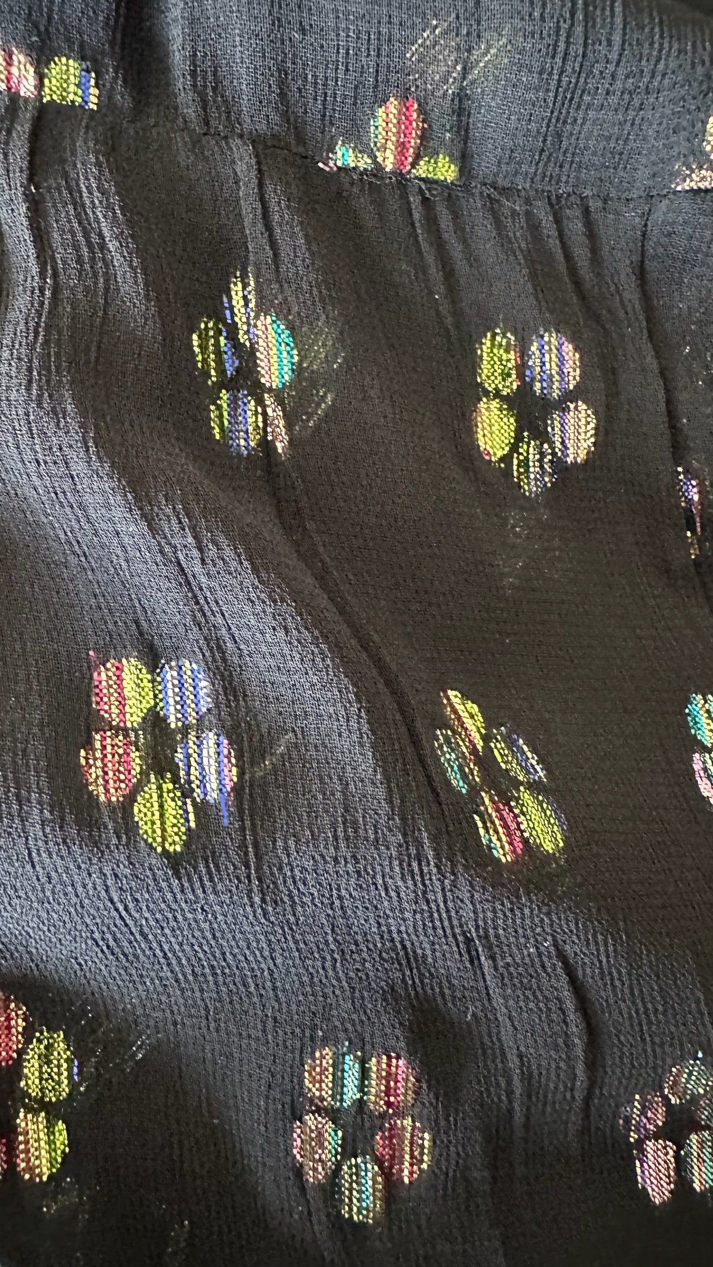 Oliver bonas black metallic multi colour daisy midi maxi long event dress small UK 8