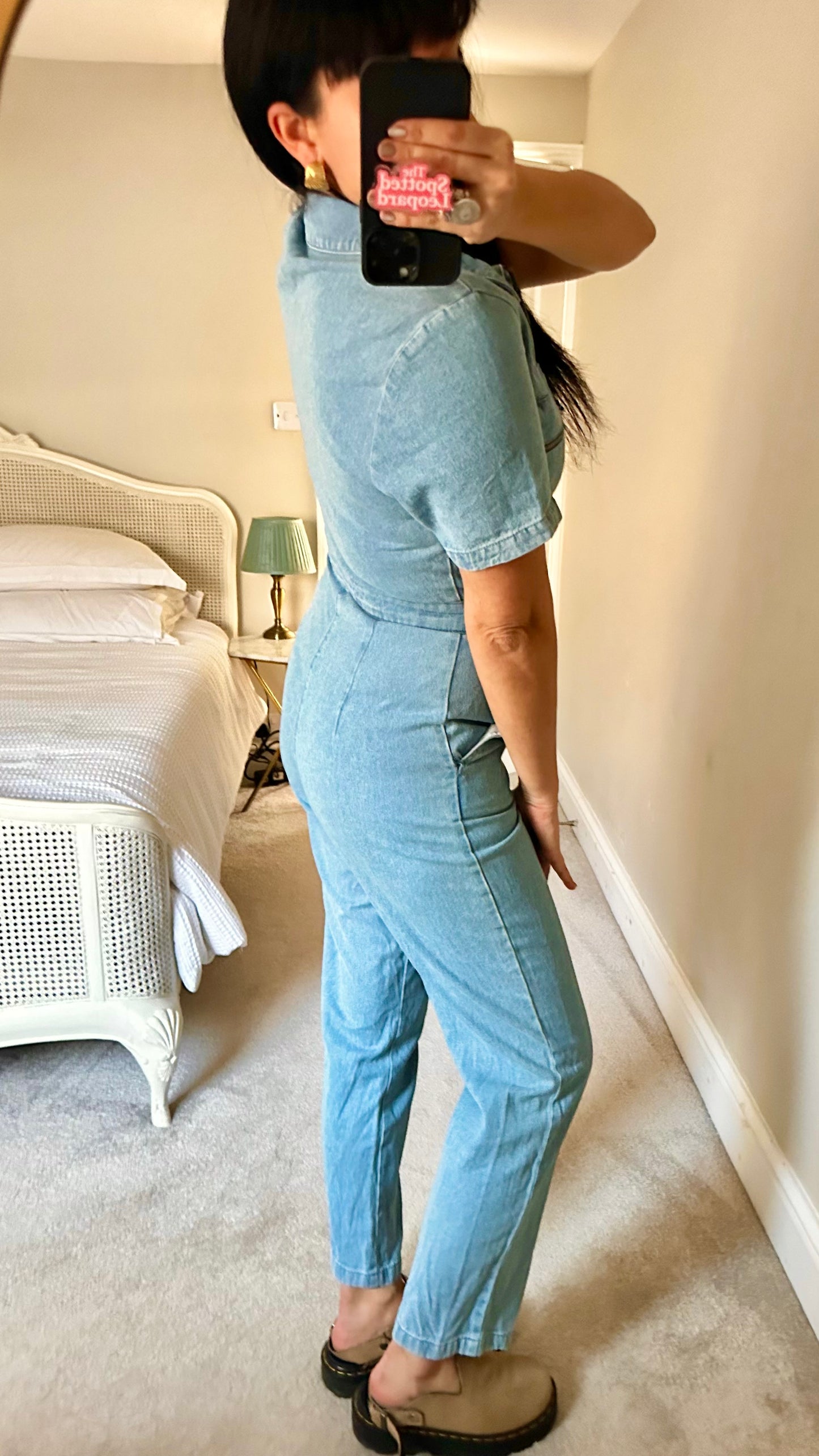 Topshop light blue denim jeans boiler suit jumpsuit small medium UK 6 8 12